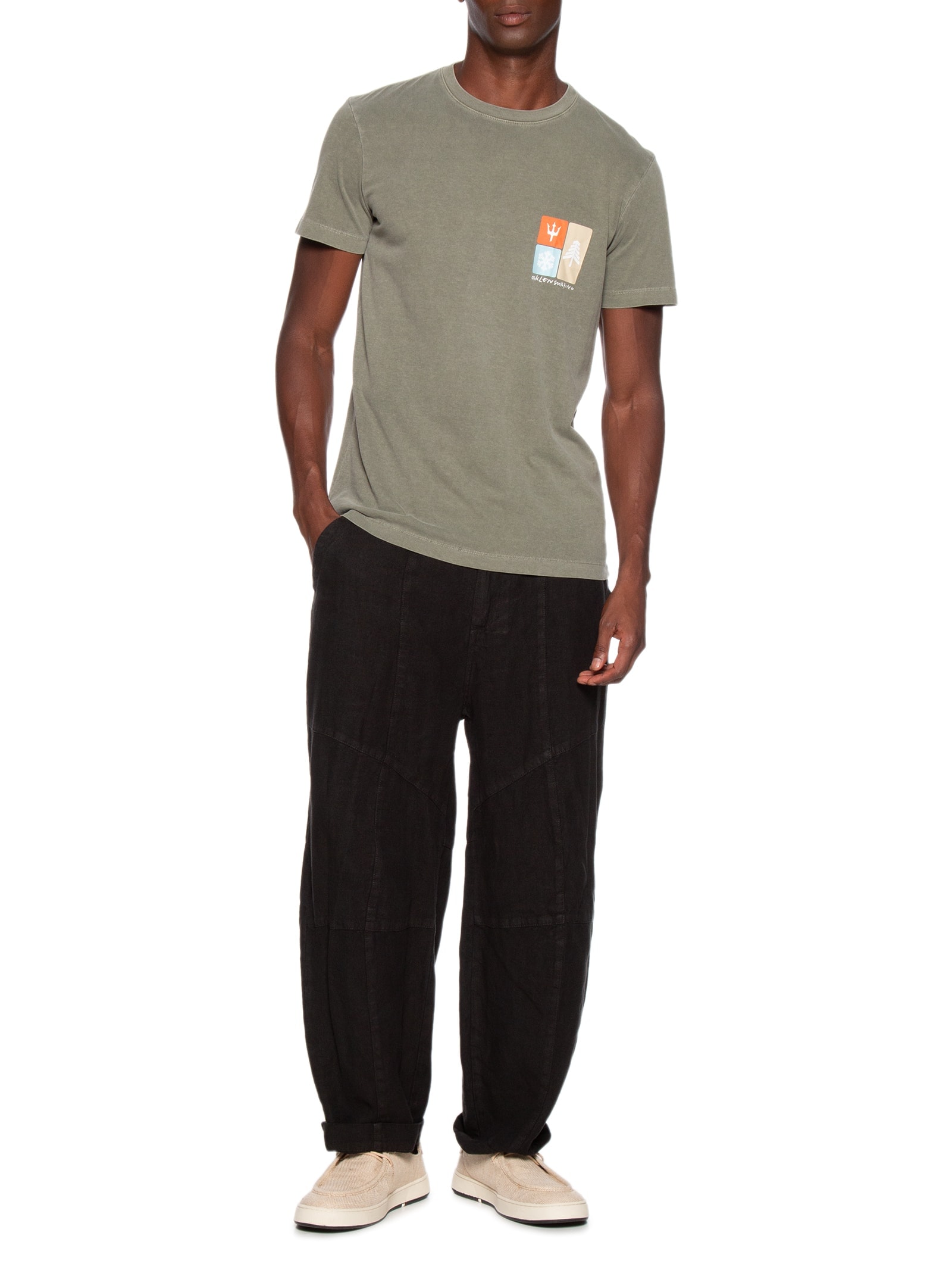 Camiseta Masculina Manga Curta Stone Snow Icons Verde Osklen