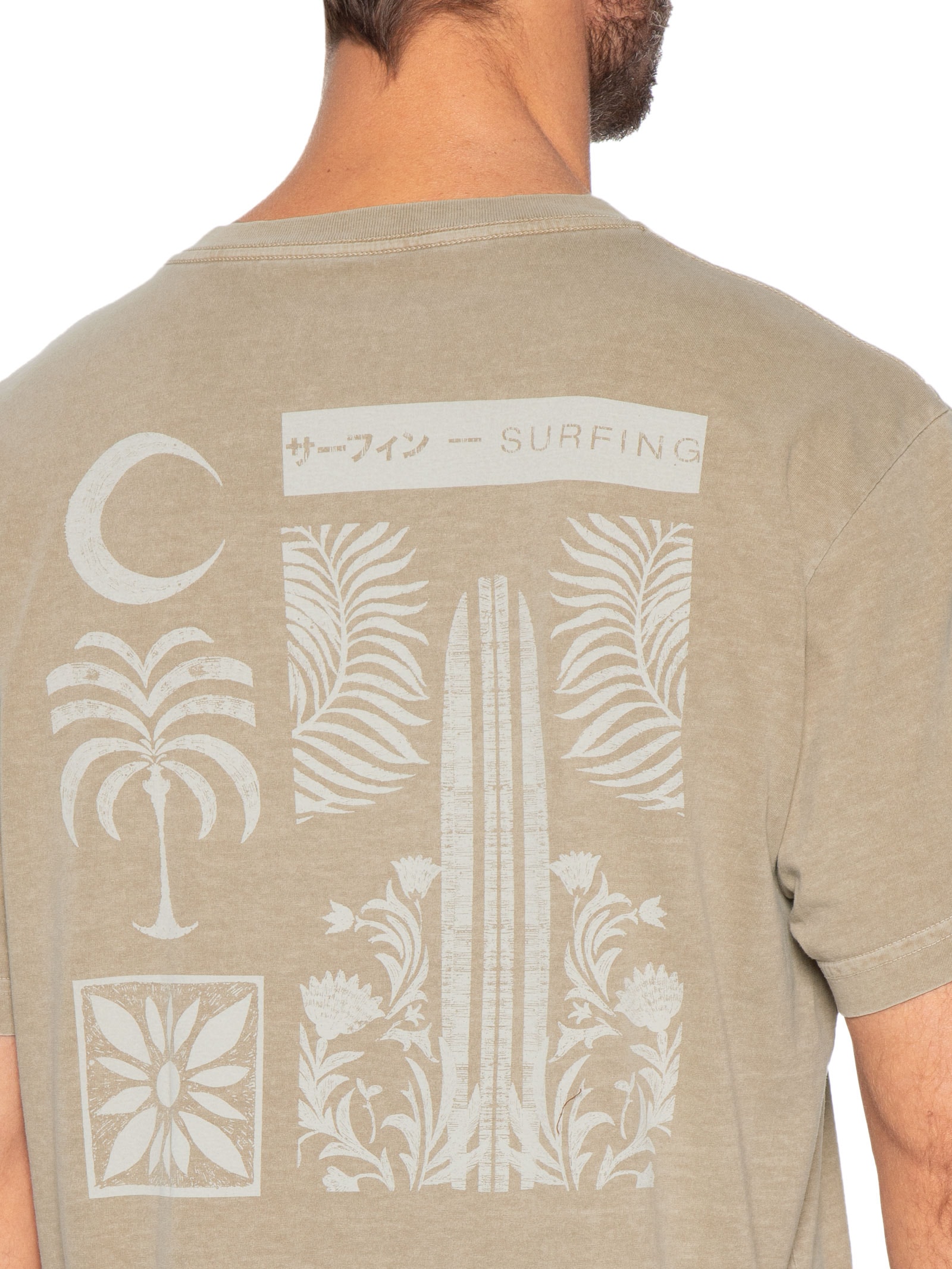 Camiseta Masculina Manga Curta Stone Stamp 02 Bege Osklen