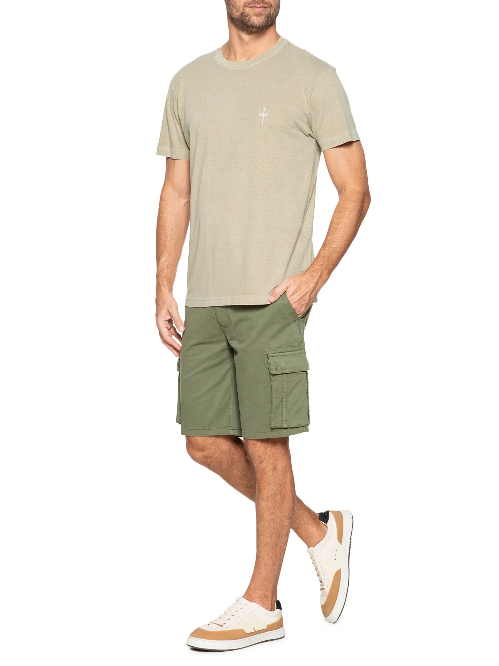 Camiseta Masculina Manga Curta Stone Stamp 02 Bege Osklen