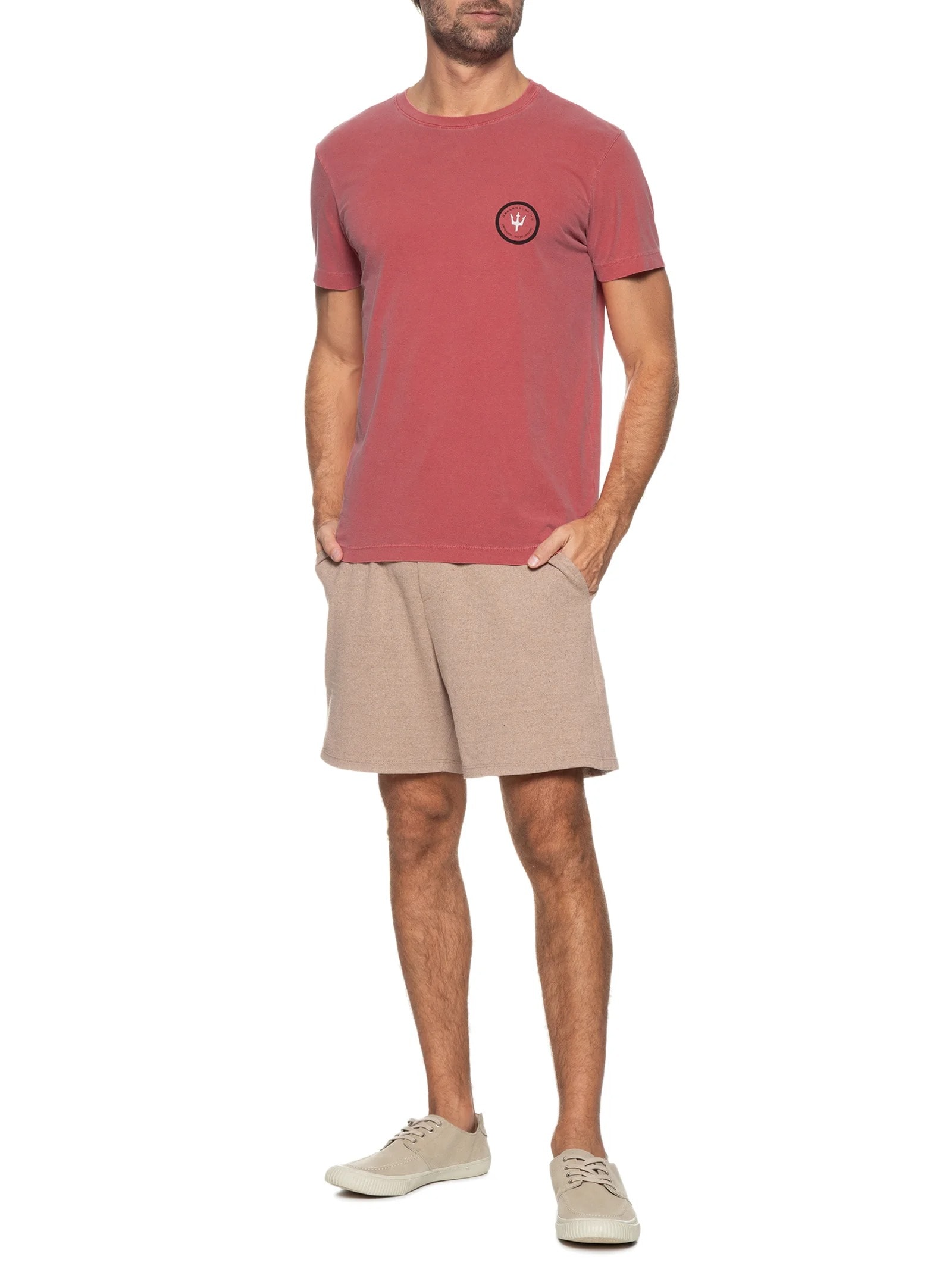 Camiseta Masculina Manga Curta Stone Surf Patch Vermelho Osklen