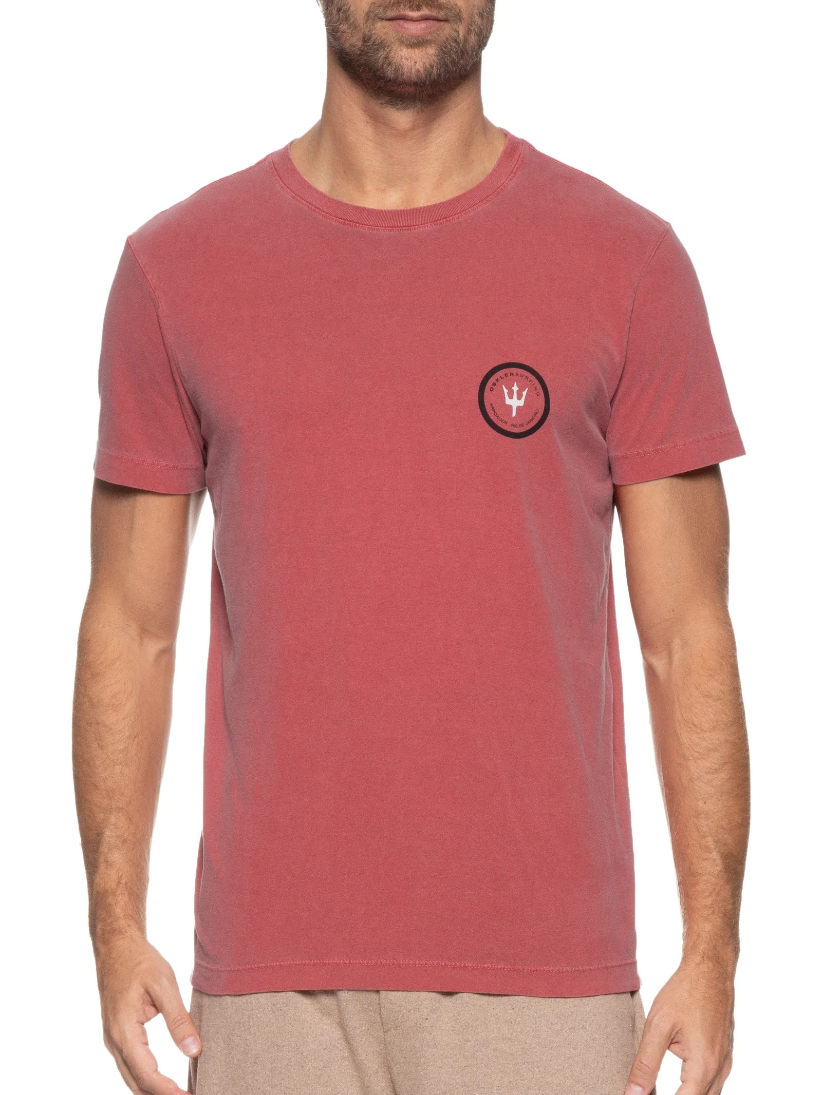 Camiseta Masculina Manga Curta Stone Surf Patch Vermelho Osklen