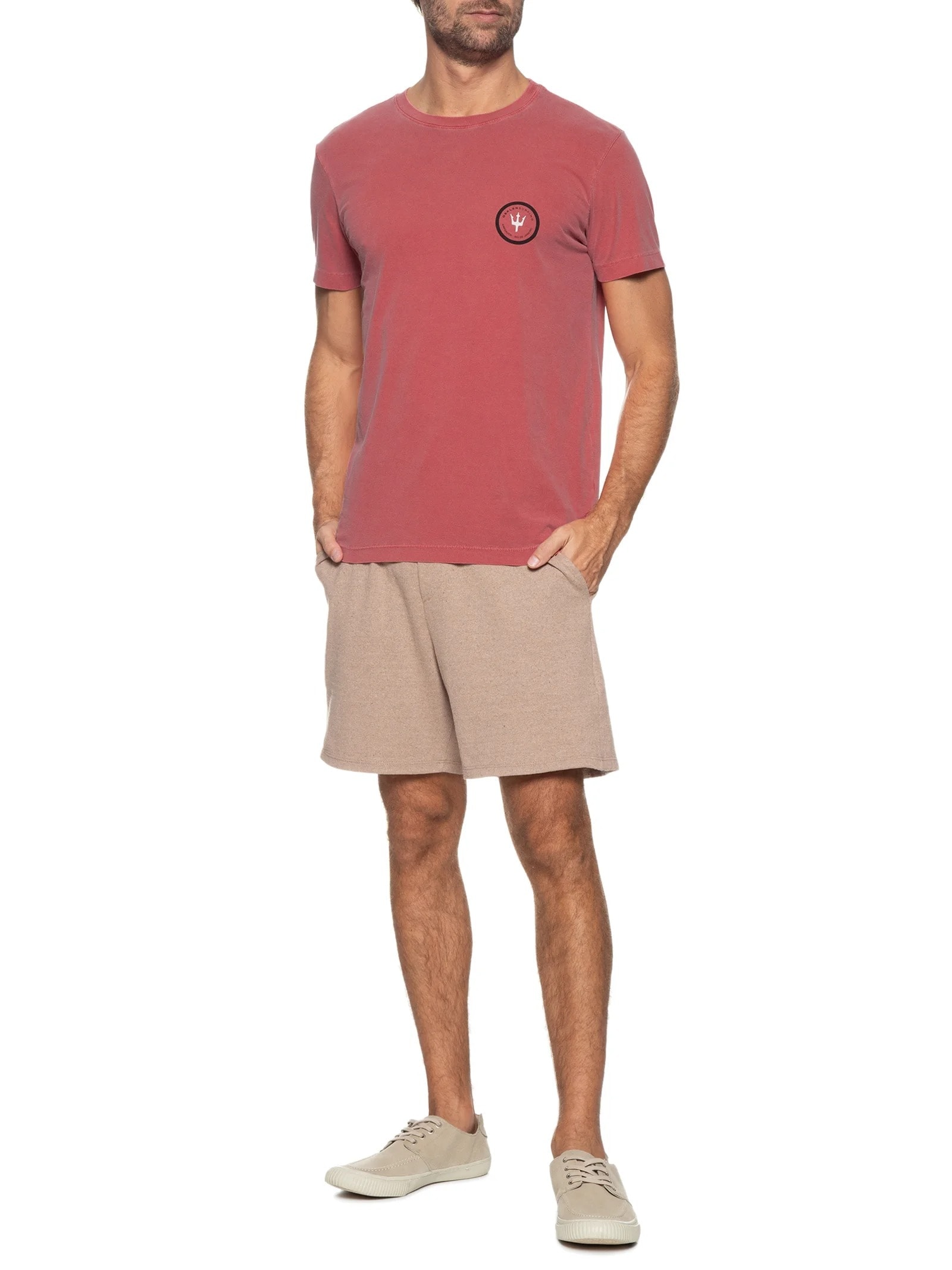 Camiseta Masculina Manga Curta Stone Surf Patch Vermelho Osklen