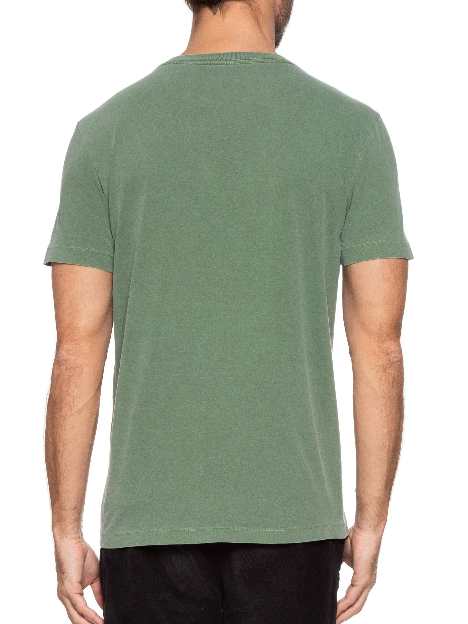 Camiseta Masculina Manga Curta Stone Tridente Brush Verde Osklen
