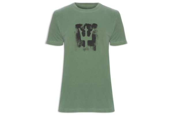 Camiseta Masculina Manga Curta Stone Tridente Brush - Verde