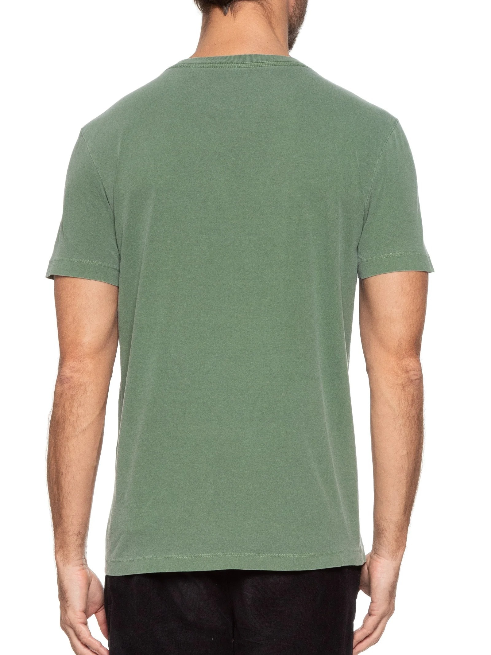 Camiseta Masculina Manga Curta Stone Tridente Brush Verde Osklen
