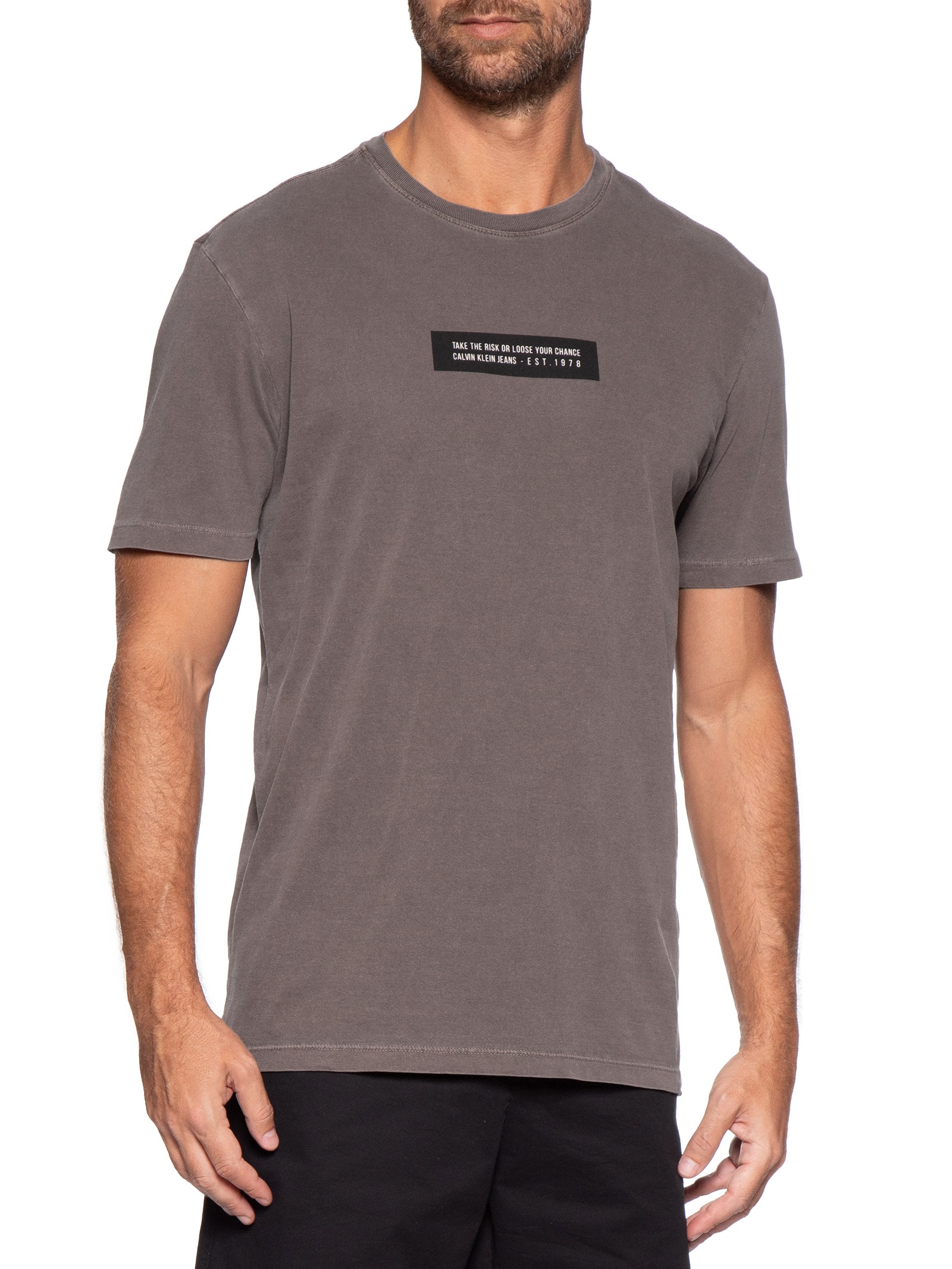 Camiseta Masculina Manga Curta Take The Risk Marrom Calvin Klein Jeans