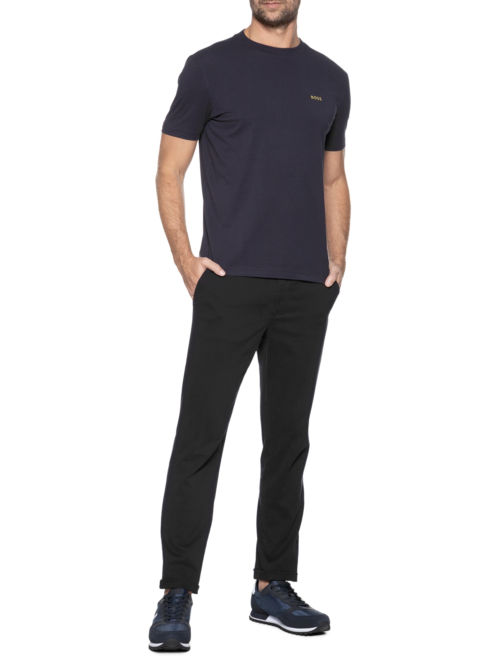 Camiseta Masculina Manga Curta  Tee Azul Boss