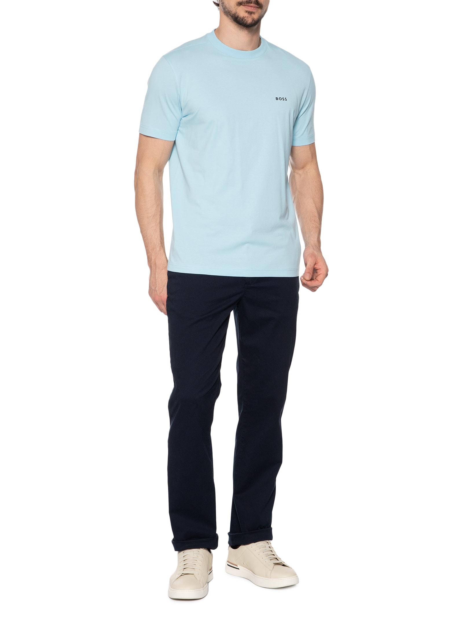 Camiseta Masculina Manga Curta Tee Azul Boss