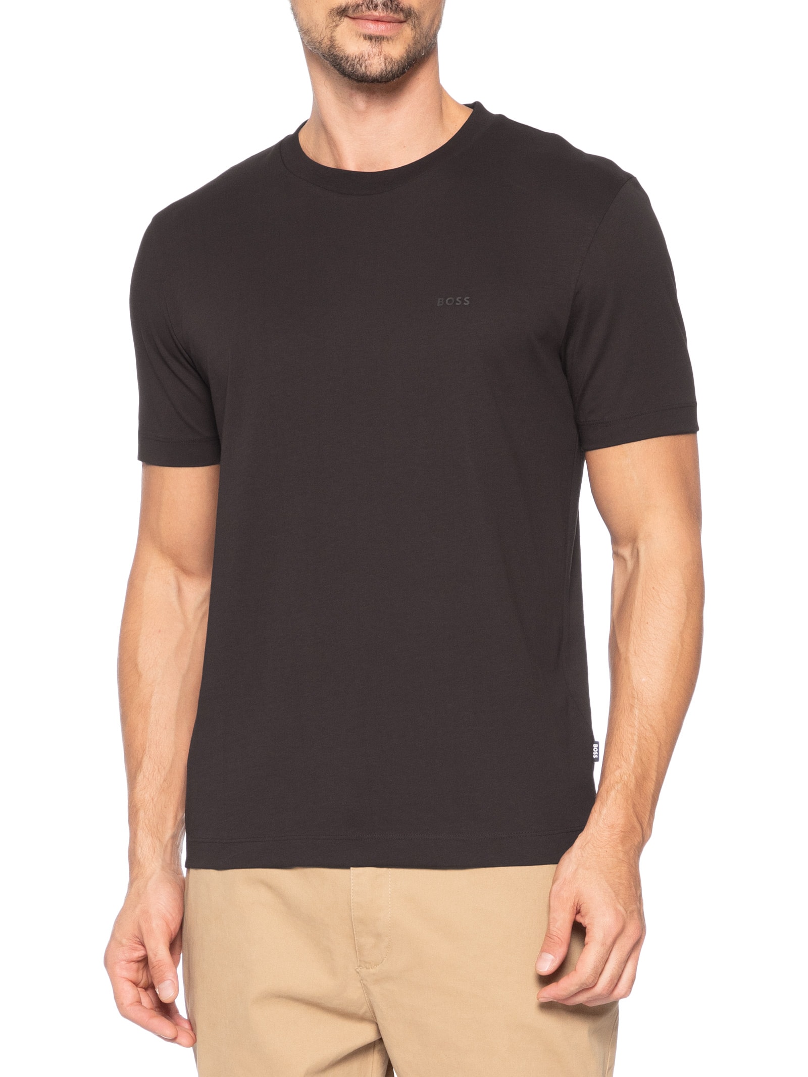 Camiseta Masculina Manga Curta Thompson 01 Marrom Café Boss