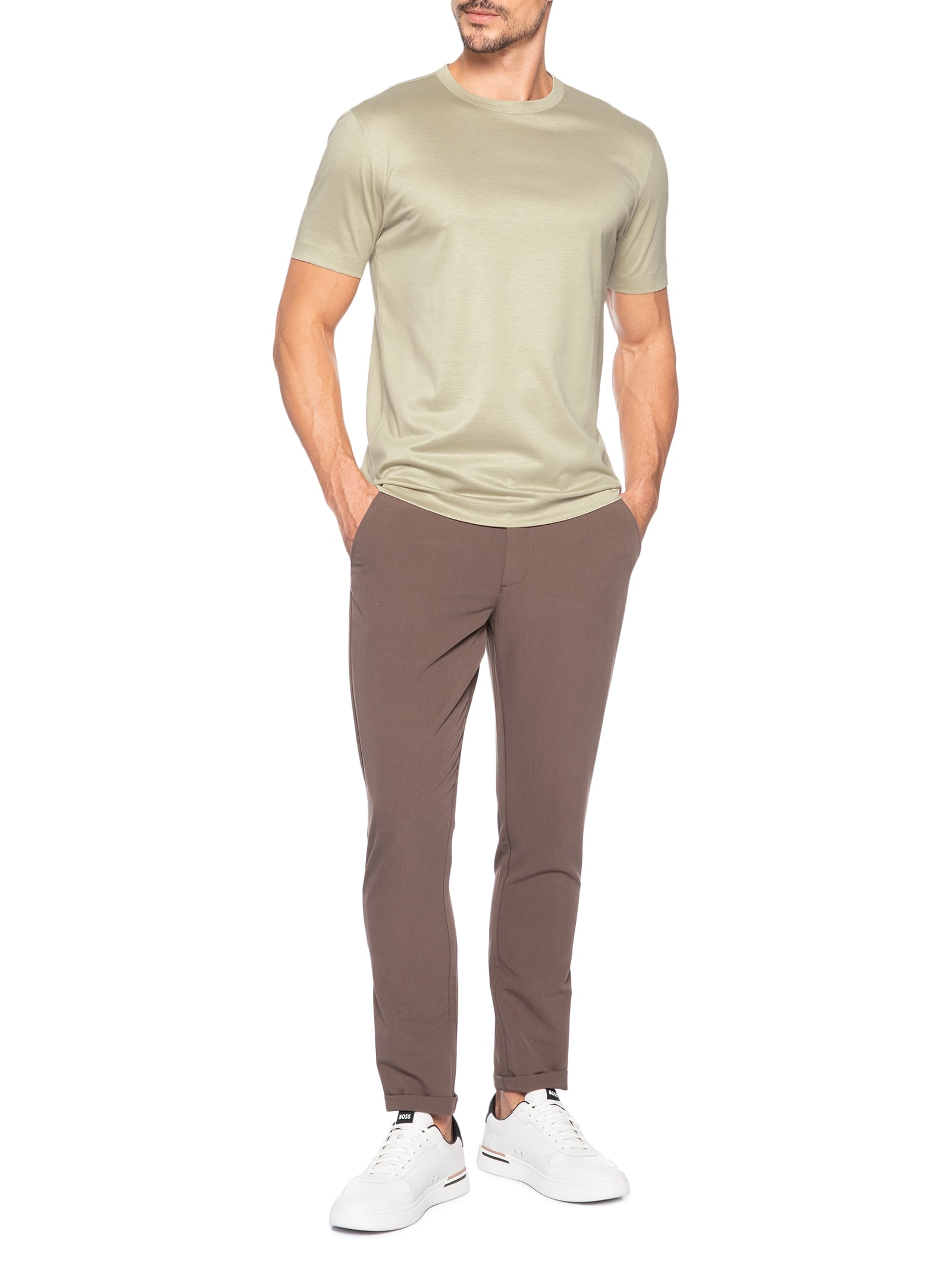 Camiseta Masculina Manga Curta Thompson 50 Bege Boss