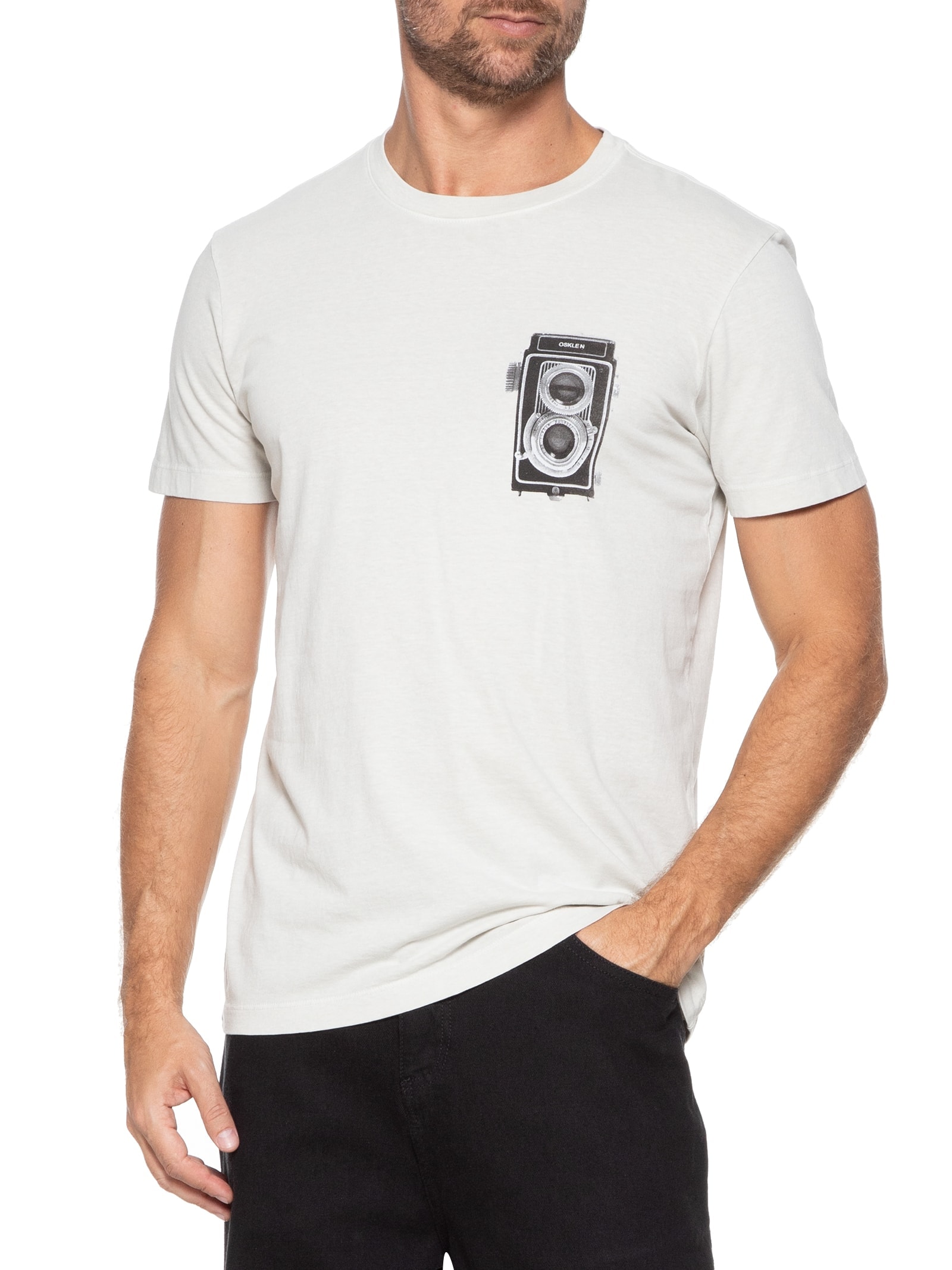 Camiseta Masculina Manga Curta Tone Flex Cinza Osklen