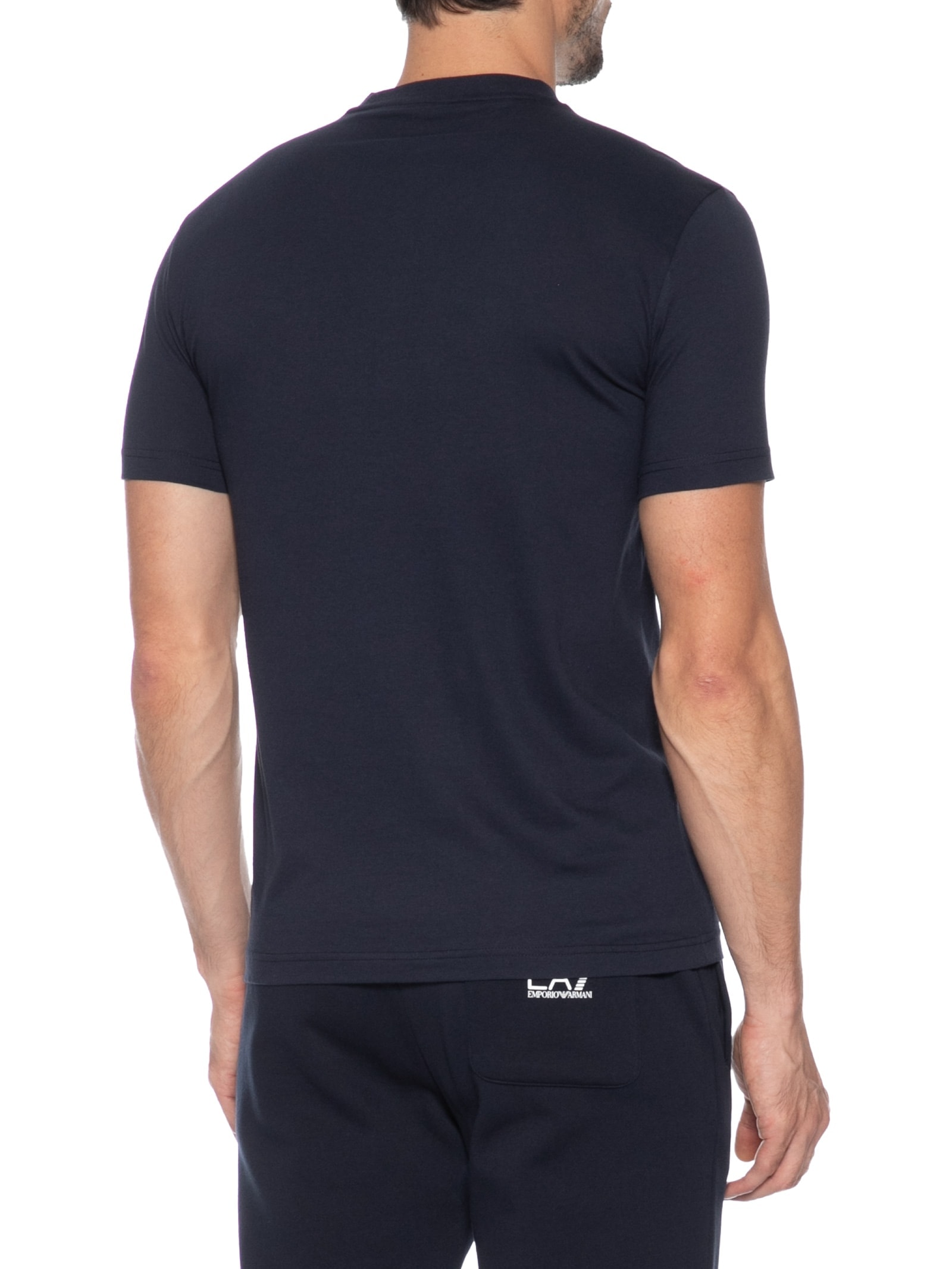Camiseta Masculina Manga Curta Train Core ID Big Logo Azul Ea7 Emporio Armani