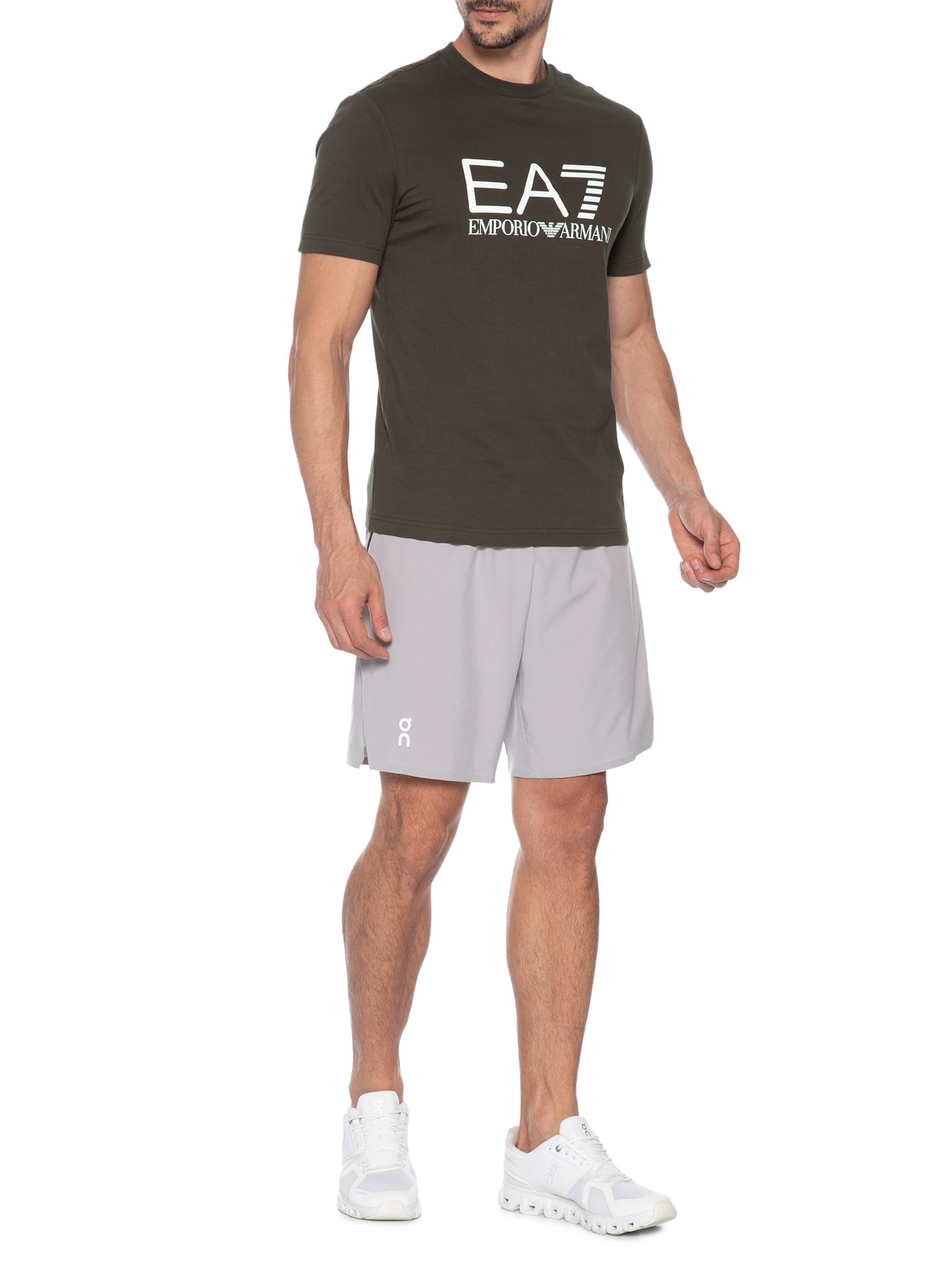 Camiseta Masculina Manga Curta Train Core ID Big Logo Marrom Ea7 Emporio Armani