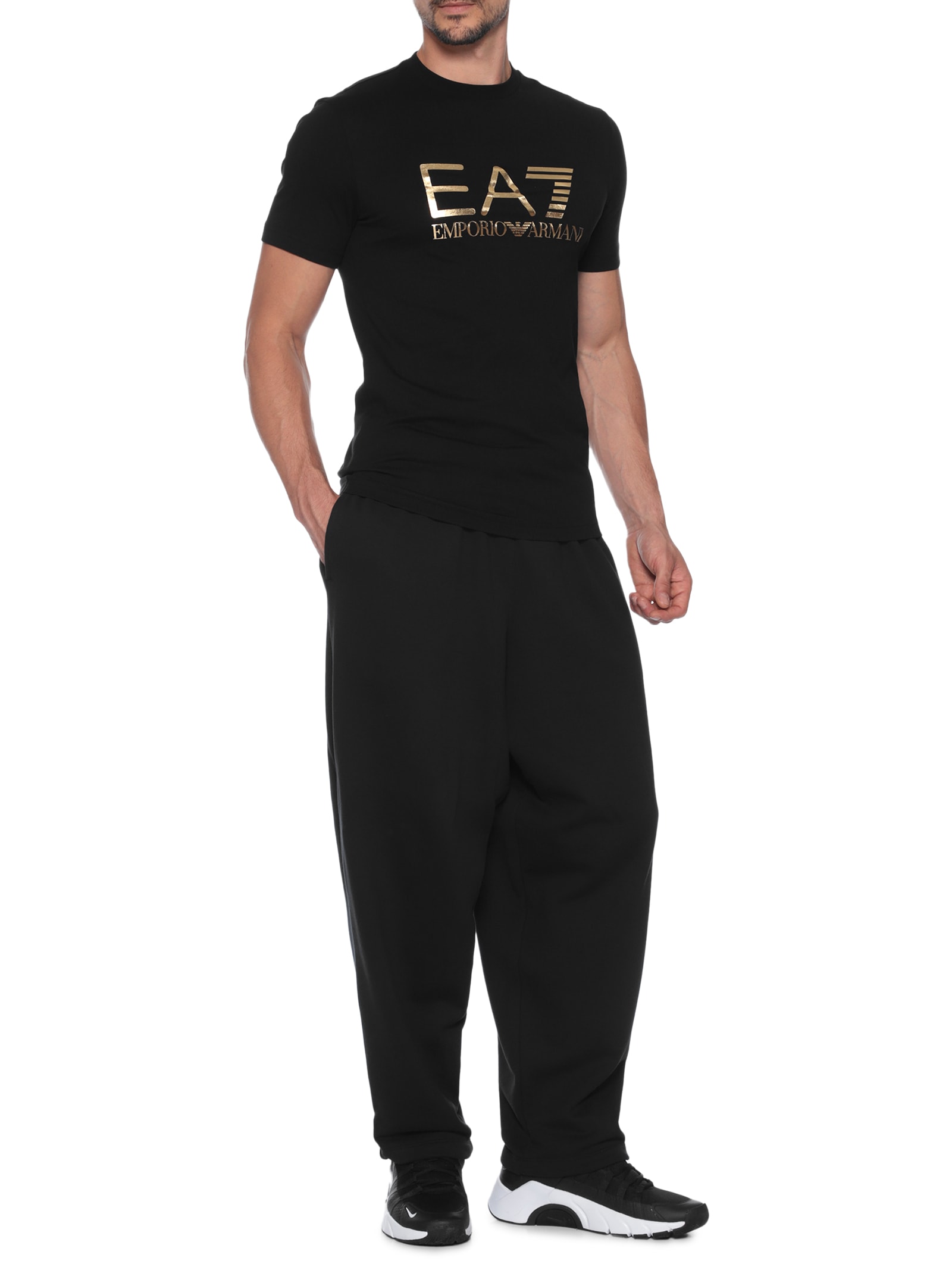 Camiseta Masculina Manga Curta Train Core ID Big Logo Preto Ea7 Emporio Armani