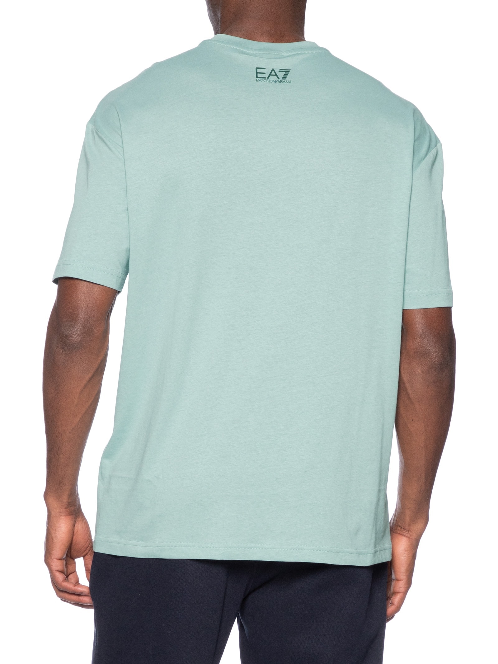 Camiseta Masculina Manga Curta Train Logo Barred Verde Ea7 Emporio Armani