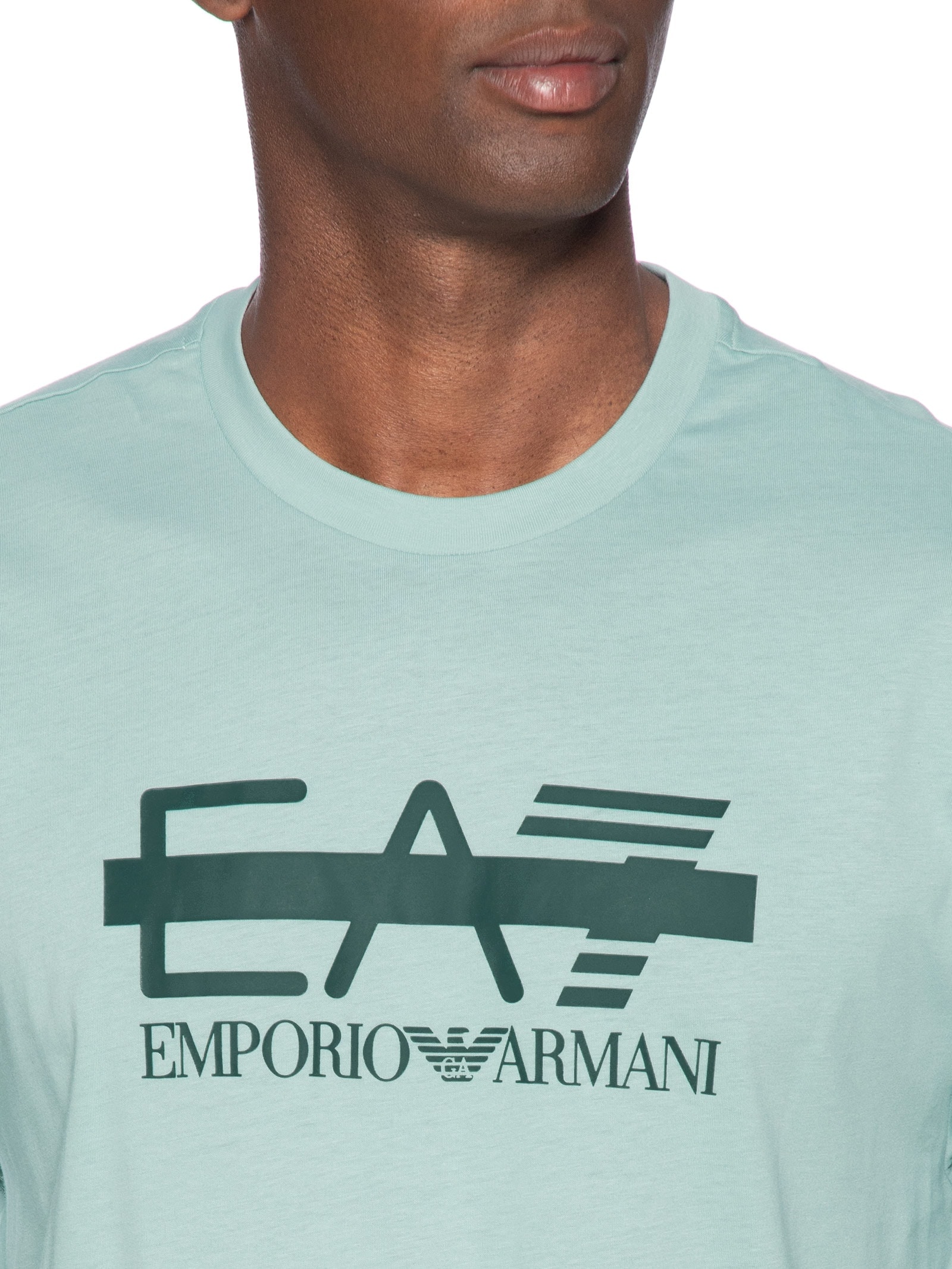 Camiseta Masculina Manga Curta Train Logo Barred Verde Ea7 Emporio Armani