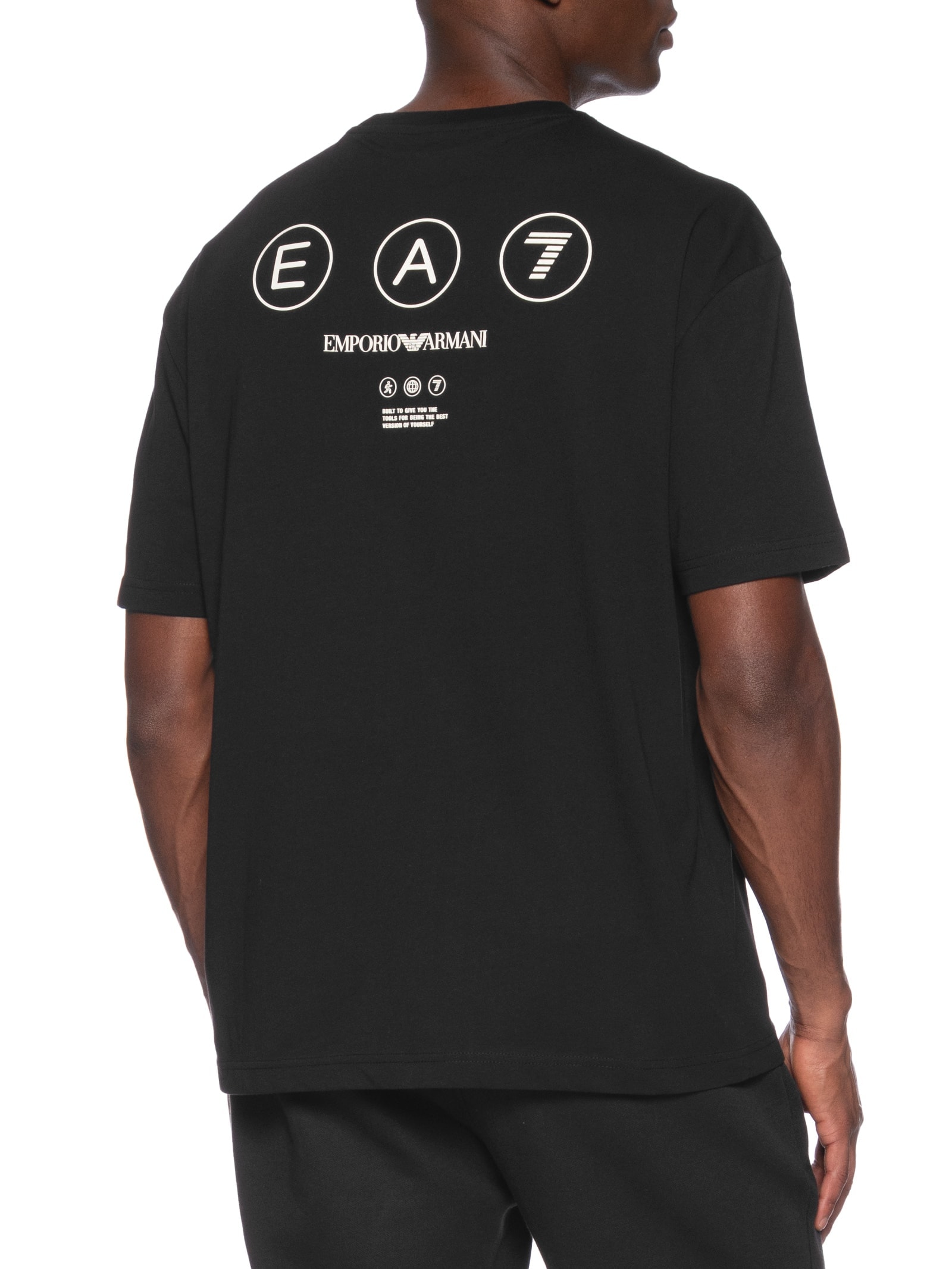 Camiseta Masculina Manga Curta Train Logo Series Writings Preto Ea7 Emporio Armani