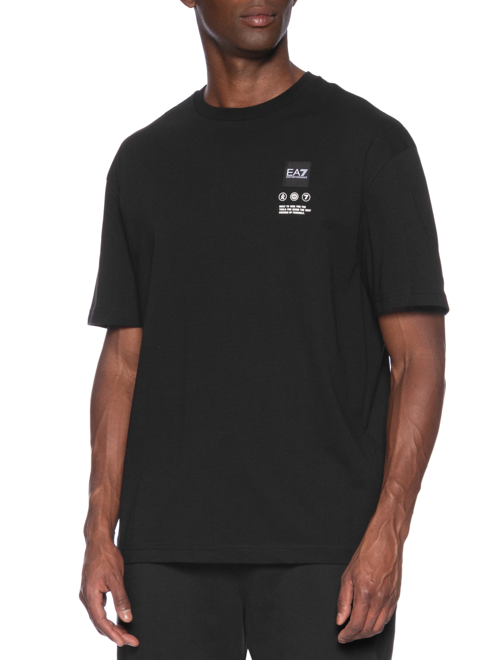 Camiseta Masculina Manga Curta Train Logo Series Writings Preto Ea7 Emporio Armani