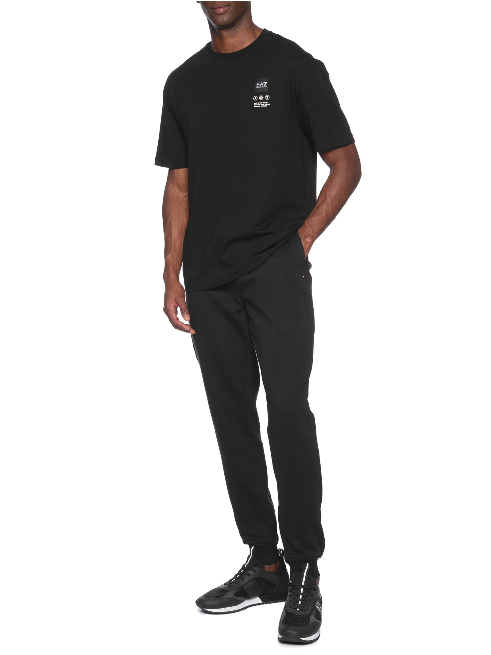 Camiseta Masculina Manga Curta Train Logo Series Writings Preto Ea7 Emporio Armani