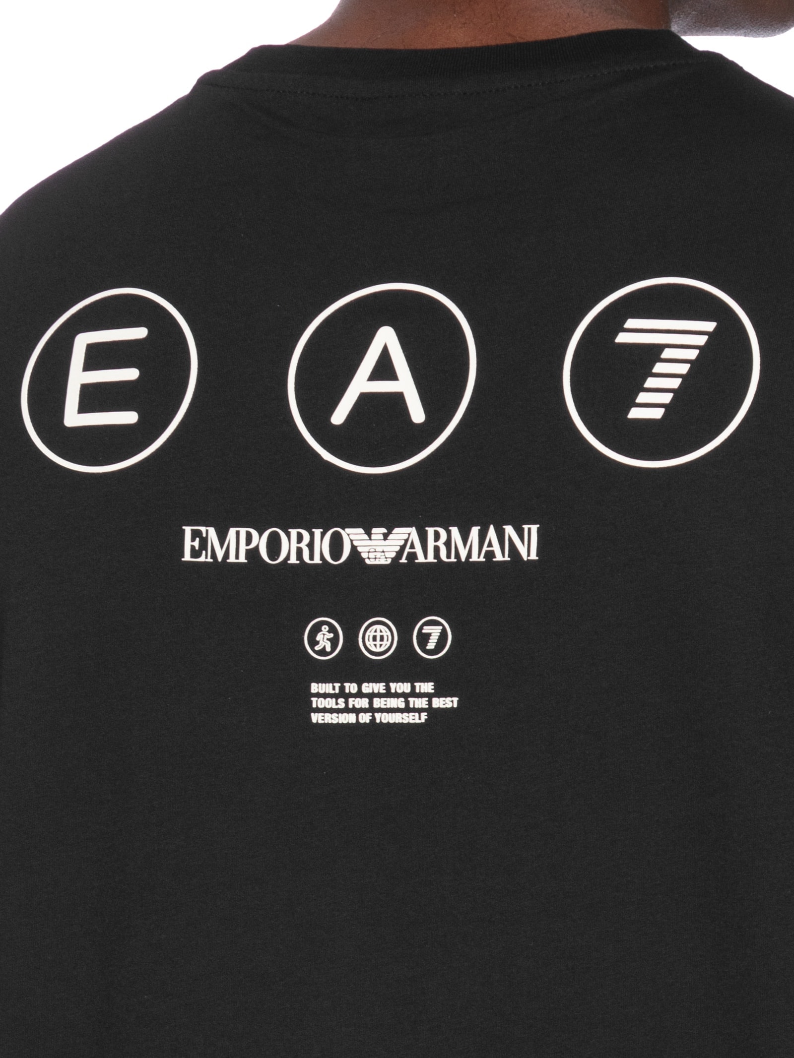 Camiseta Masculina Manga Curta Train Logo Series Writings Preto Ea7 Emporio Armani