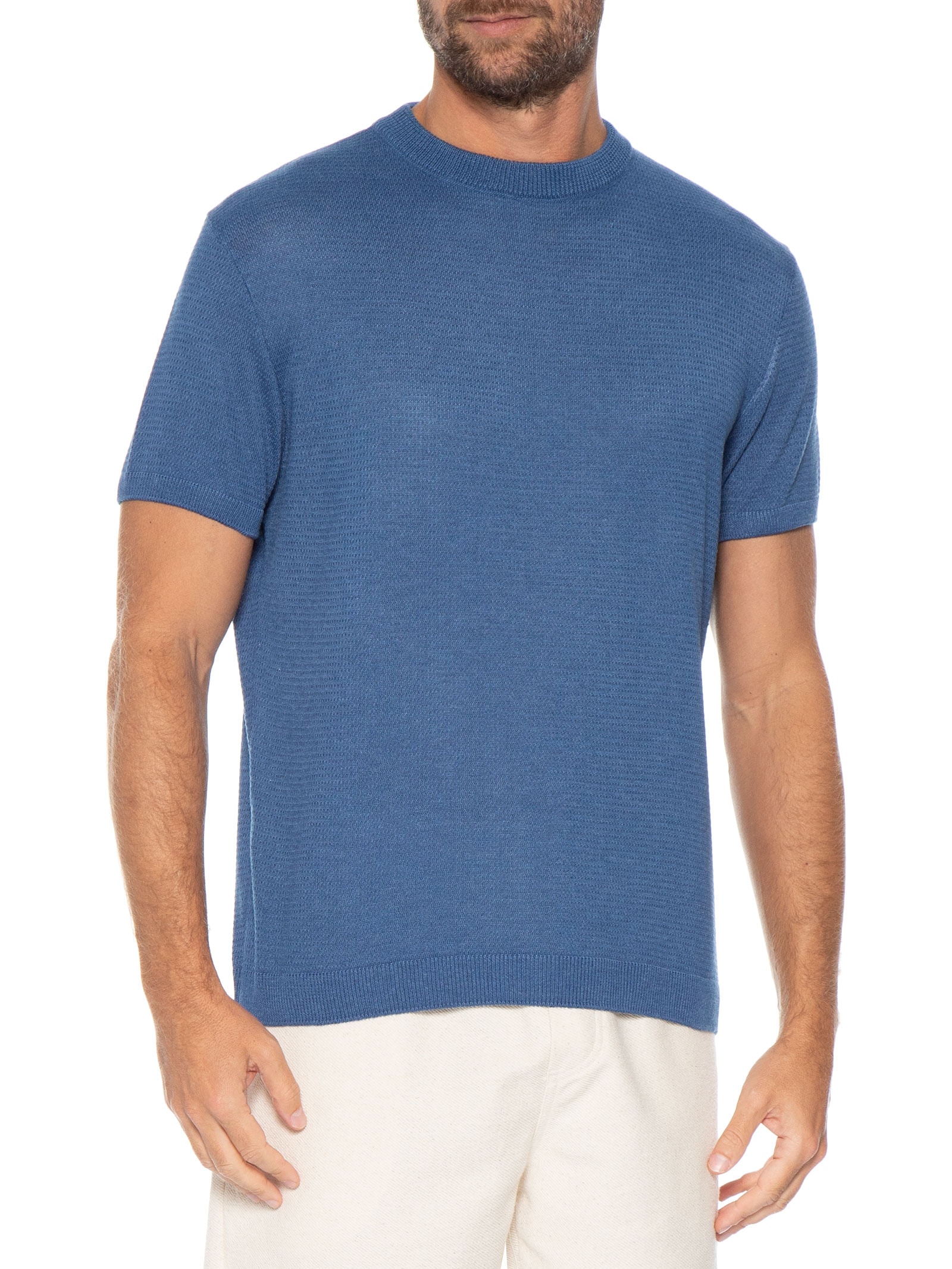 Camiseta Masculina Manga Curta Tricot Bretanha II Azul Foxton