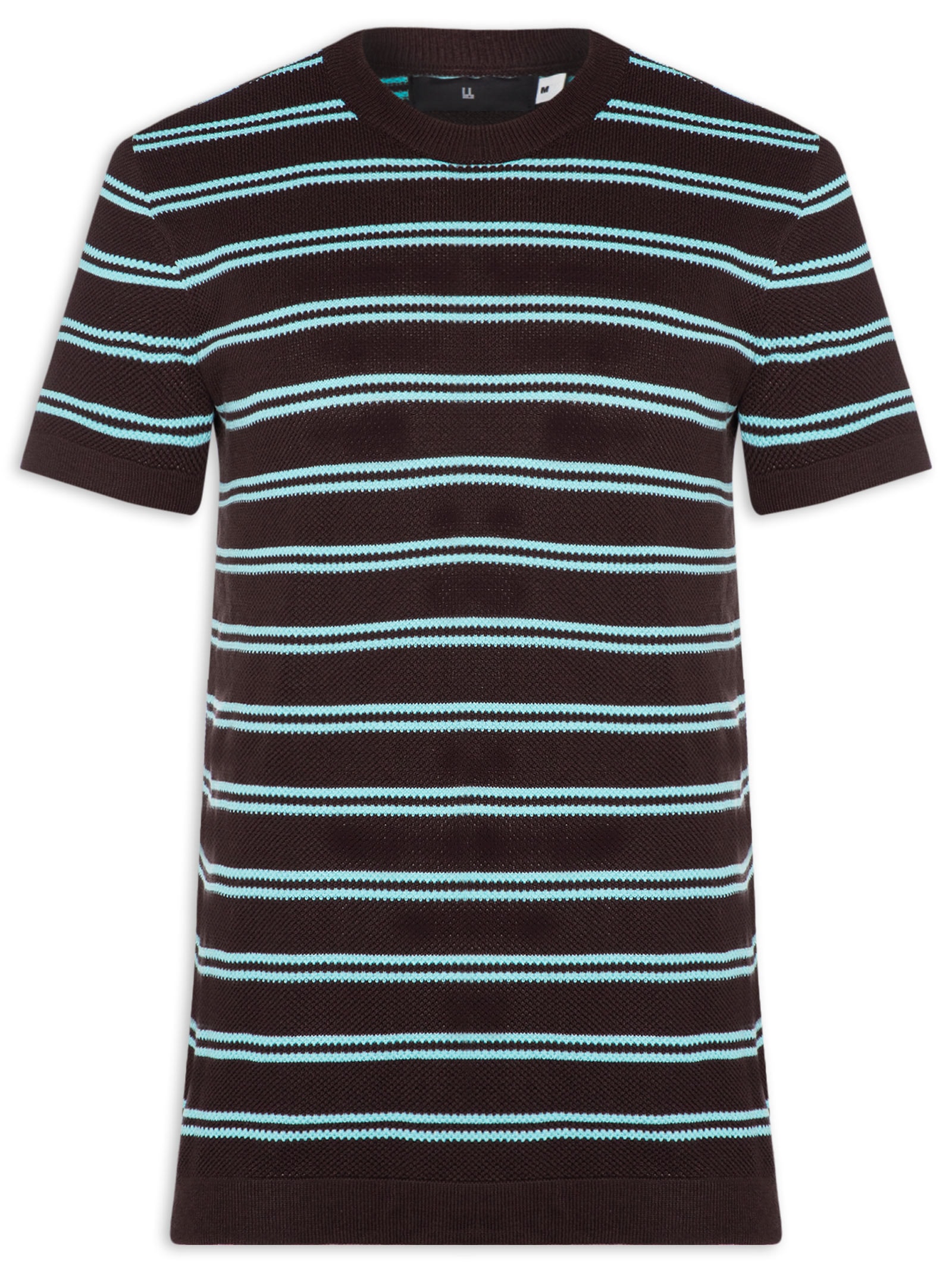 Camiseta Masculina Manga Curta Tricot Listra Urca Marrom Foxton