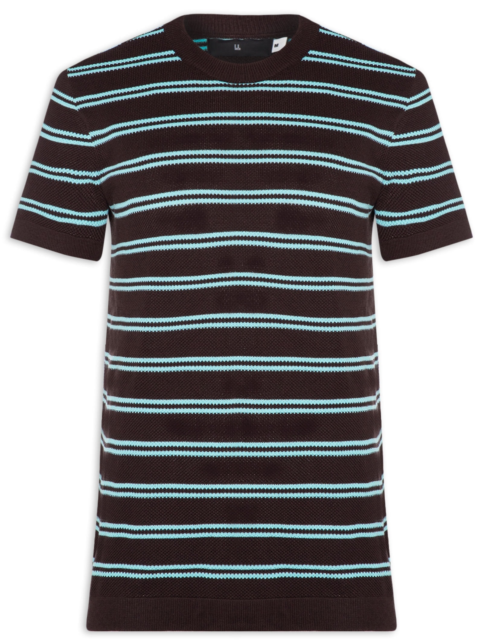 Camiseta Masculina Manga Curta Tricot Listra Urca Marrom Foxton
