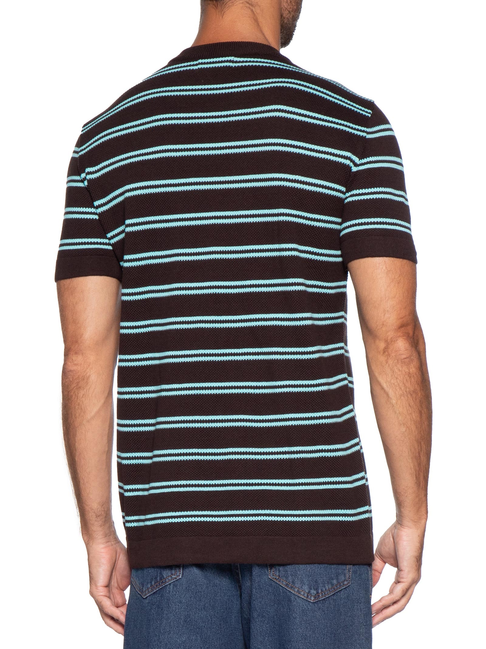 Camiseta Masculina Manga Curta Tricot Listra Urca Marrom Foxton