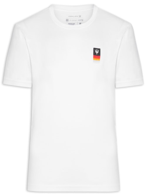 Camiseta Masculina Manga Curta Tridente Degradê – Branco