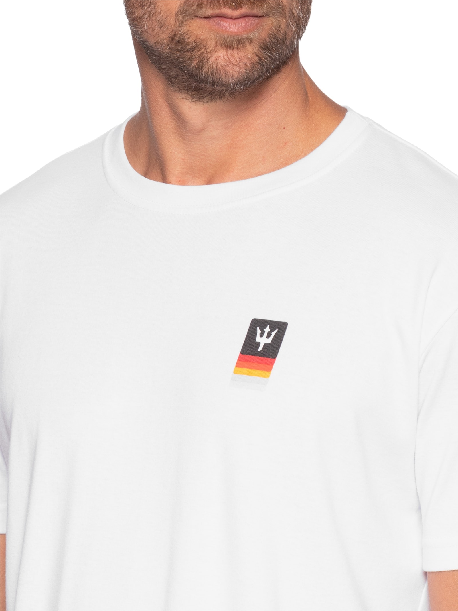 Camiseta Masculina Manga Curta Tridente Degradê Branco Osklen