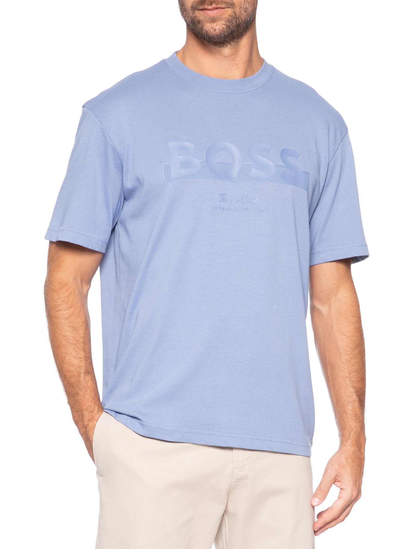 Camiseta Masculina Manga Curta TS Member Logo Azul Boss