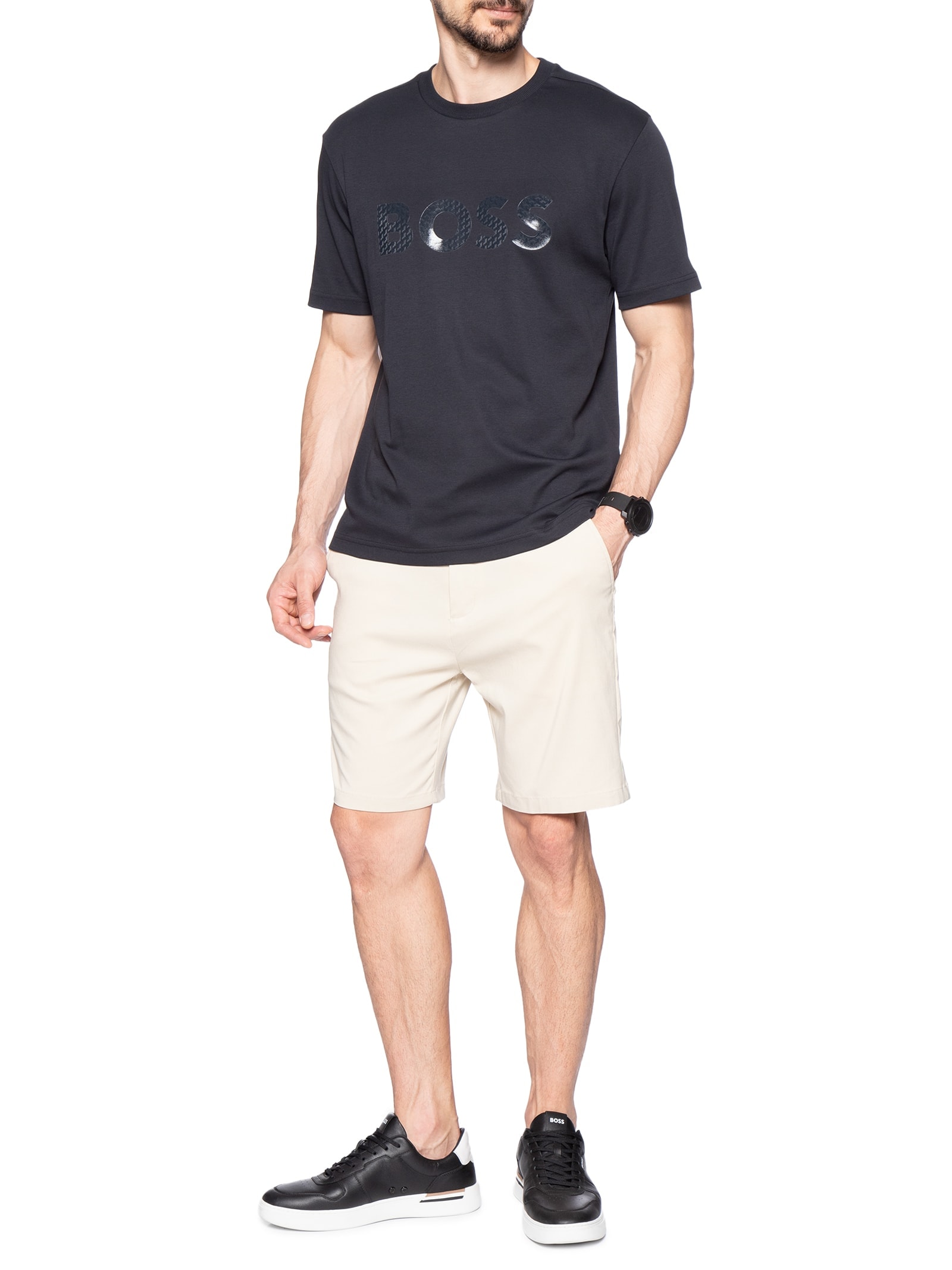 Camiseta Masculina Manga Curta Ts Mirror Azul Boss