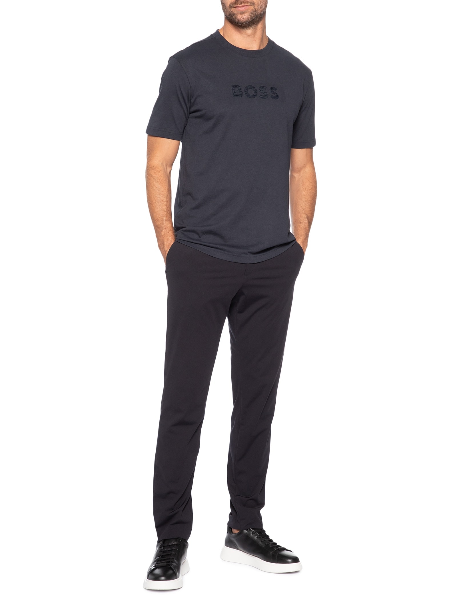 Camiseta Masculina Manga Curta TS Terrace Logo Azul Boss