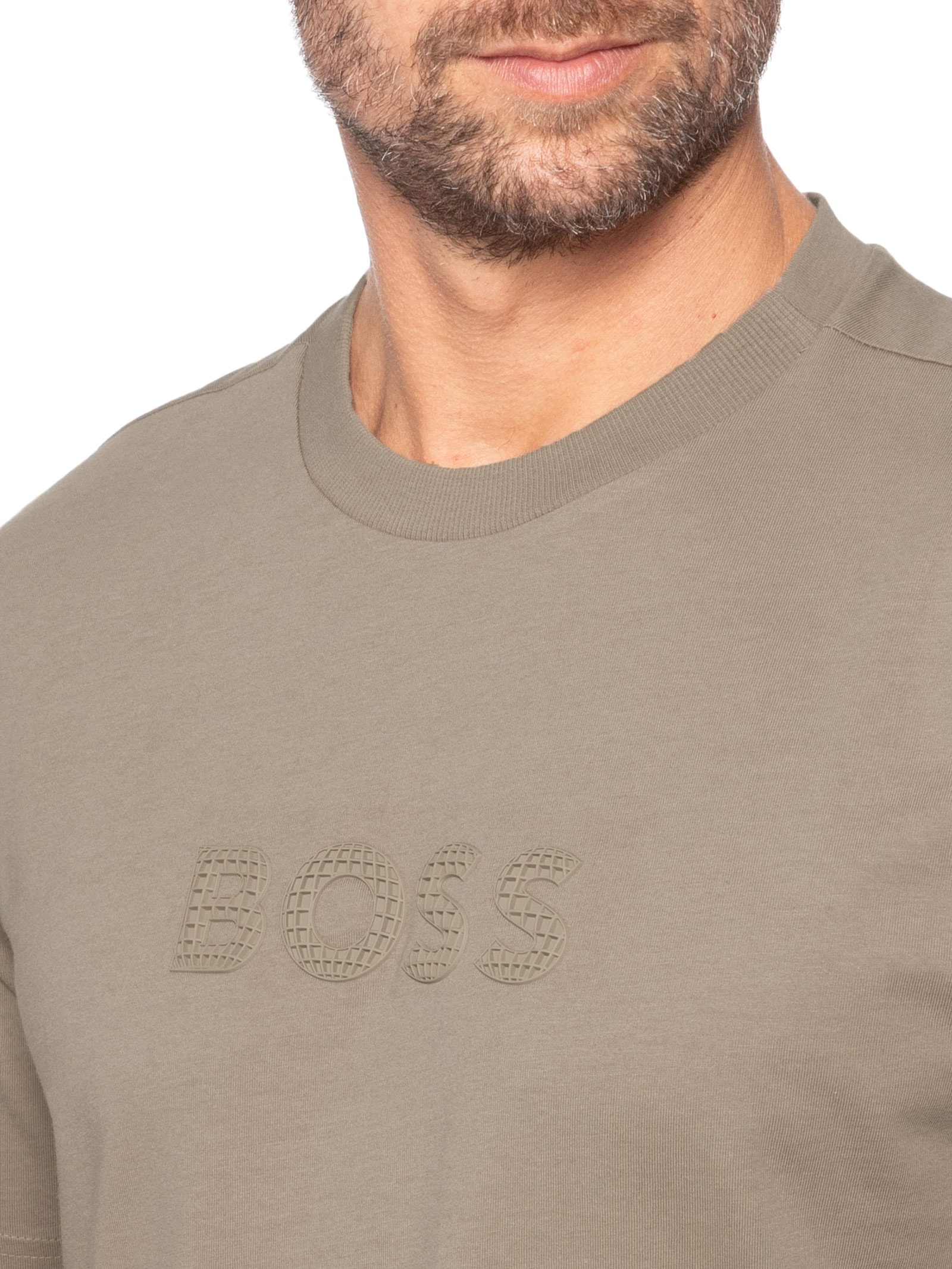 Camiseta Masculina Manga Curta TS Terrace Logo Bege Boss