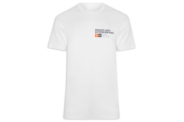 Camiseta Masculina Manga Curta Vintage Brazilian Kitesurfing - Branco