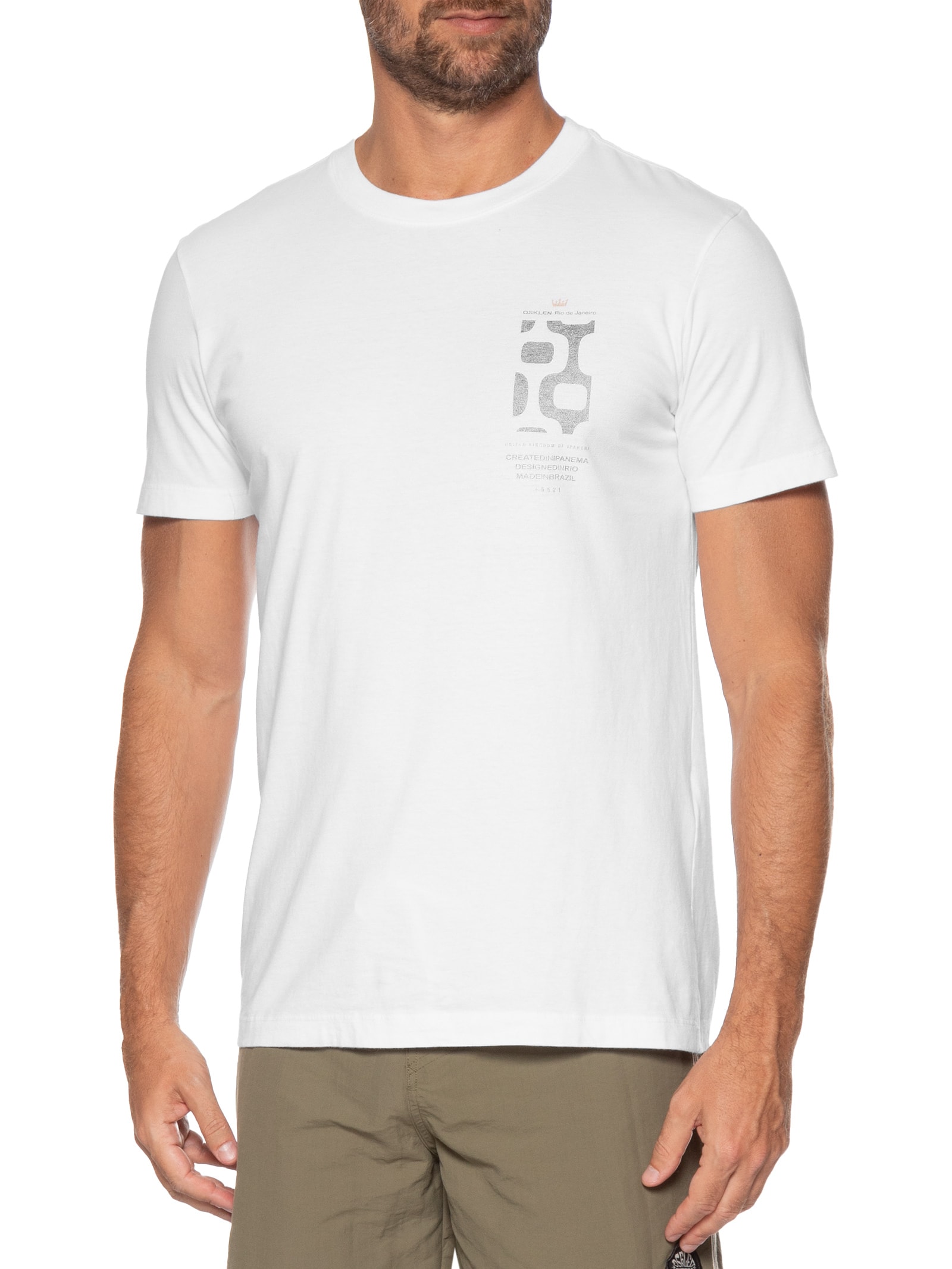 Camiseta Masculina Manga Curta Vintage Calçadão Branco Osklen