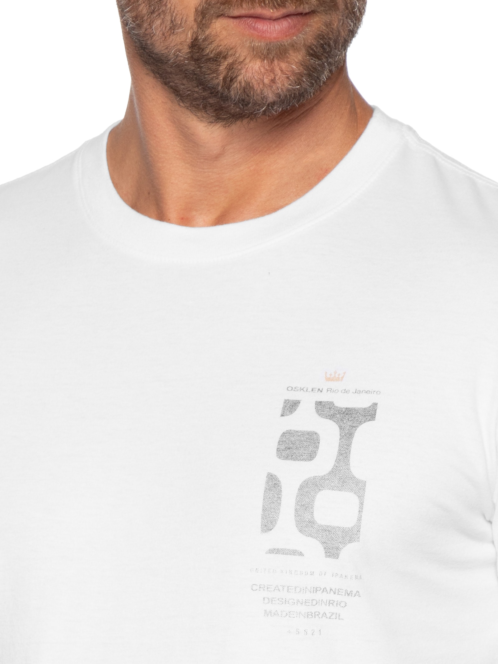 Camiseta Masculina Manga Curta Vintage Calçadão Branco Osklen