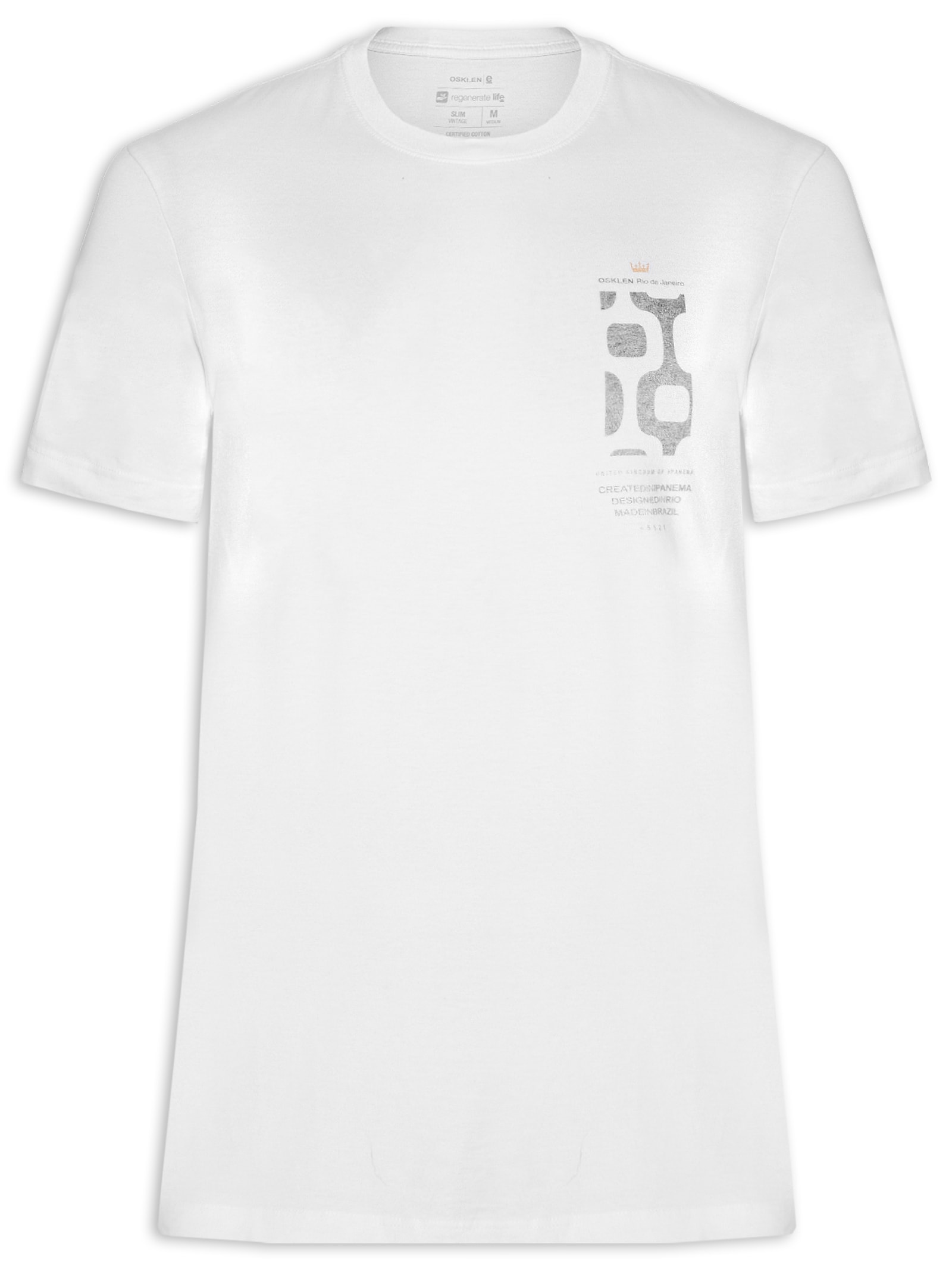 Camiseta Masculina Manga Curta Vintage Calçadão Branco Osklen