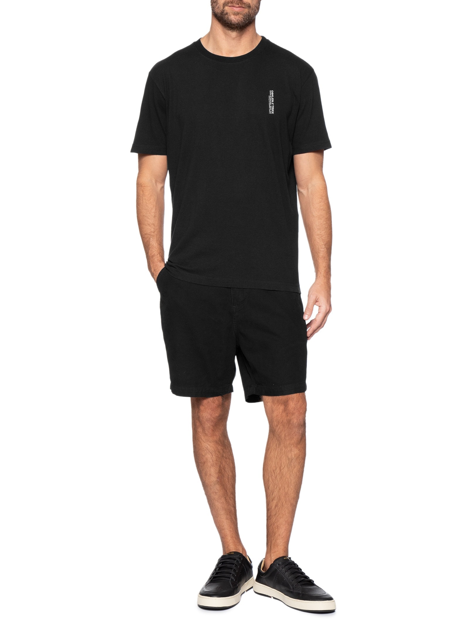 Camiseta Masculina Manga Curta Vintage Corda Preto Osklen