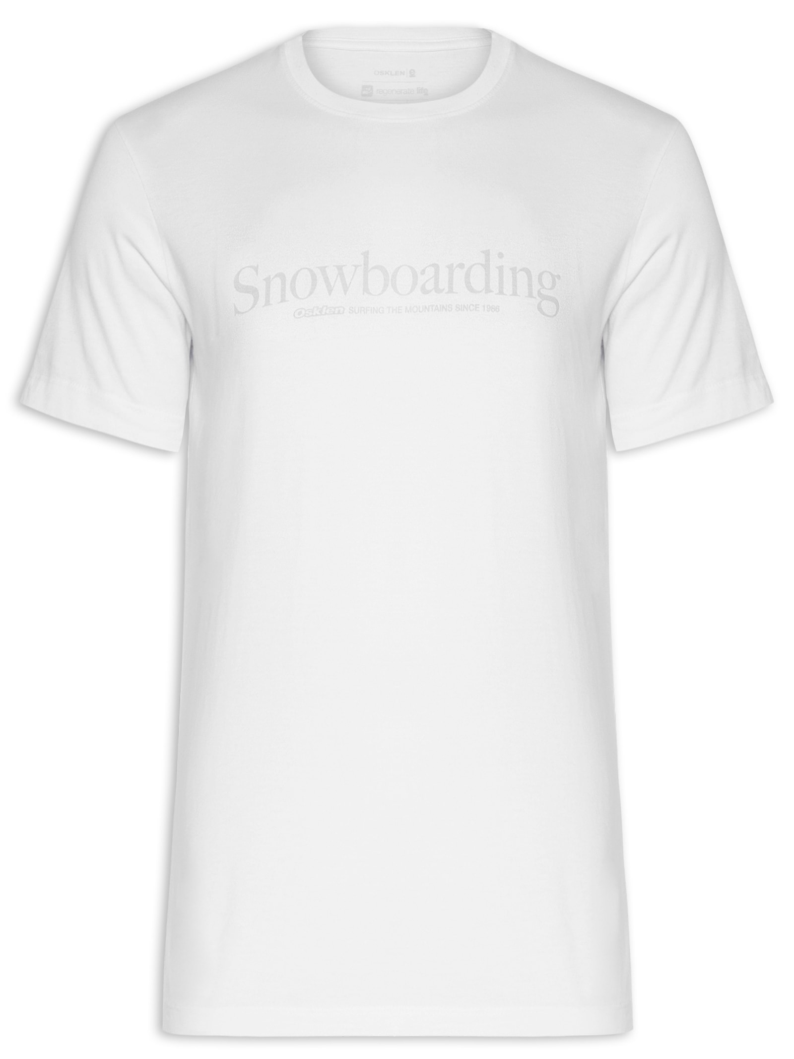 Camiseta Masculina Manga Curta Vintage Gola Careca Snowboarding Type Branco Osklen