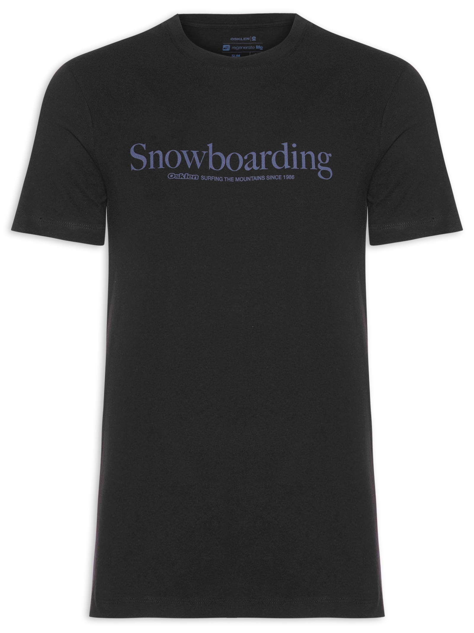 Camiseta Masculina Manga Curta Vintage Gola Careca Snowboarding Type  Preto Osklen