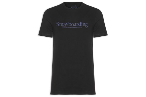Camiseta Masculina Manga Curta Vintage Gola Careca Snowboarding Type  - Preto