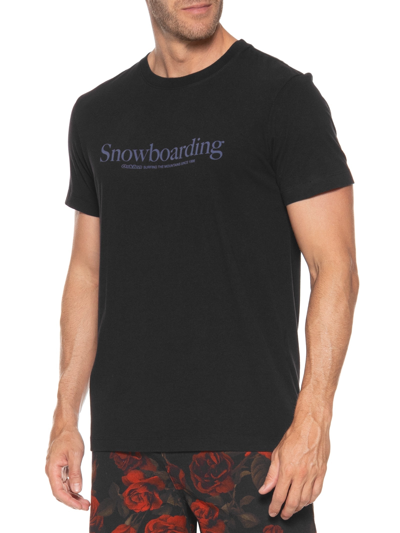 Camiseta Masculina Manga Curta Vintage Gola Careca Snowboarding Type  Preto Osklen