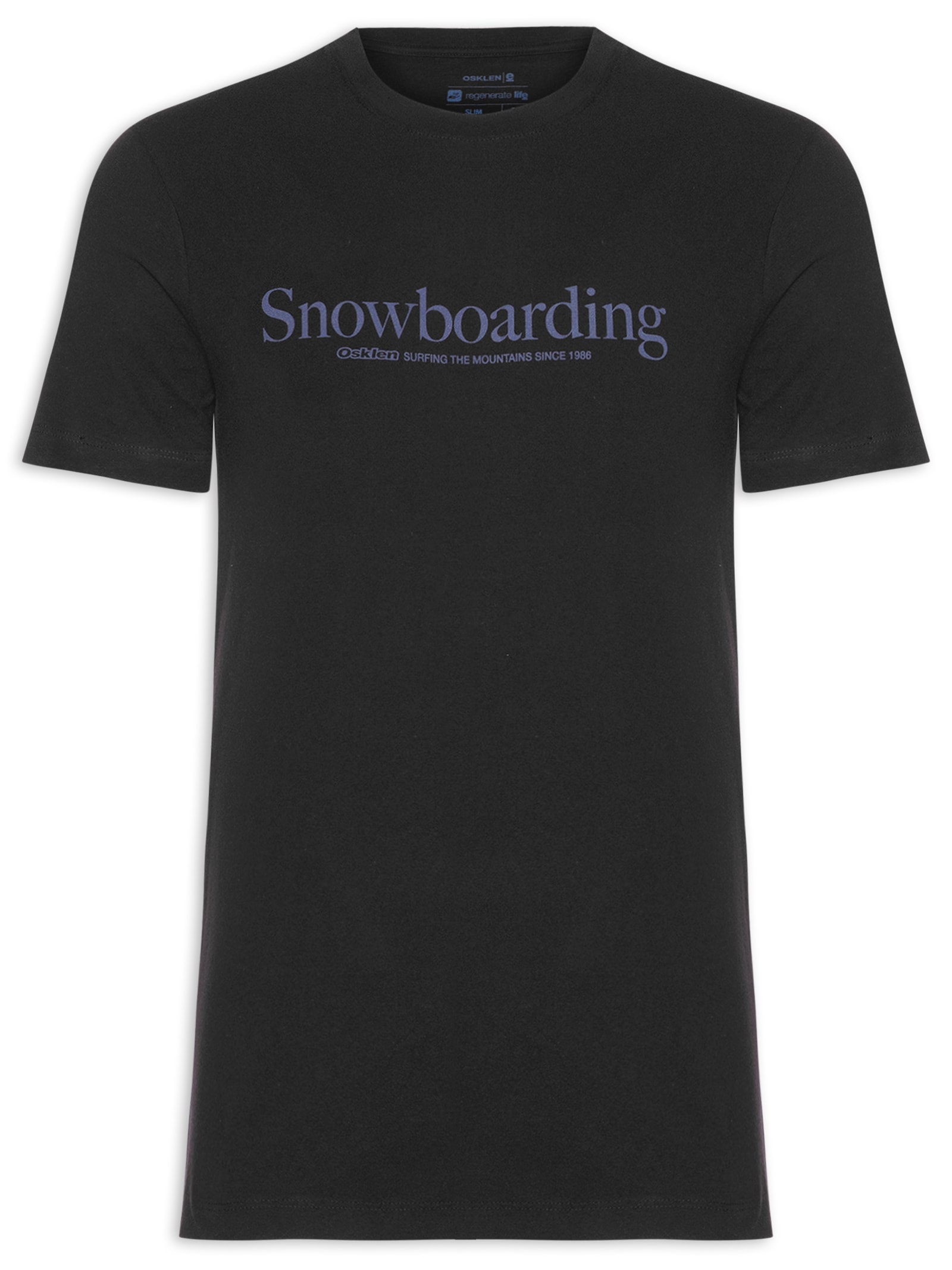 Camiseta Masculina Manga Curta Vintage Gola Careca Snowboarding Type  Preto Osklen