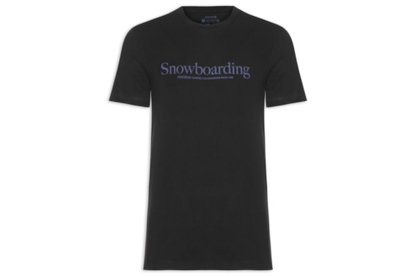 Camiseta Masculina Manga Curta Vintage Gola Careca Snowboarding Type  - Preto