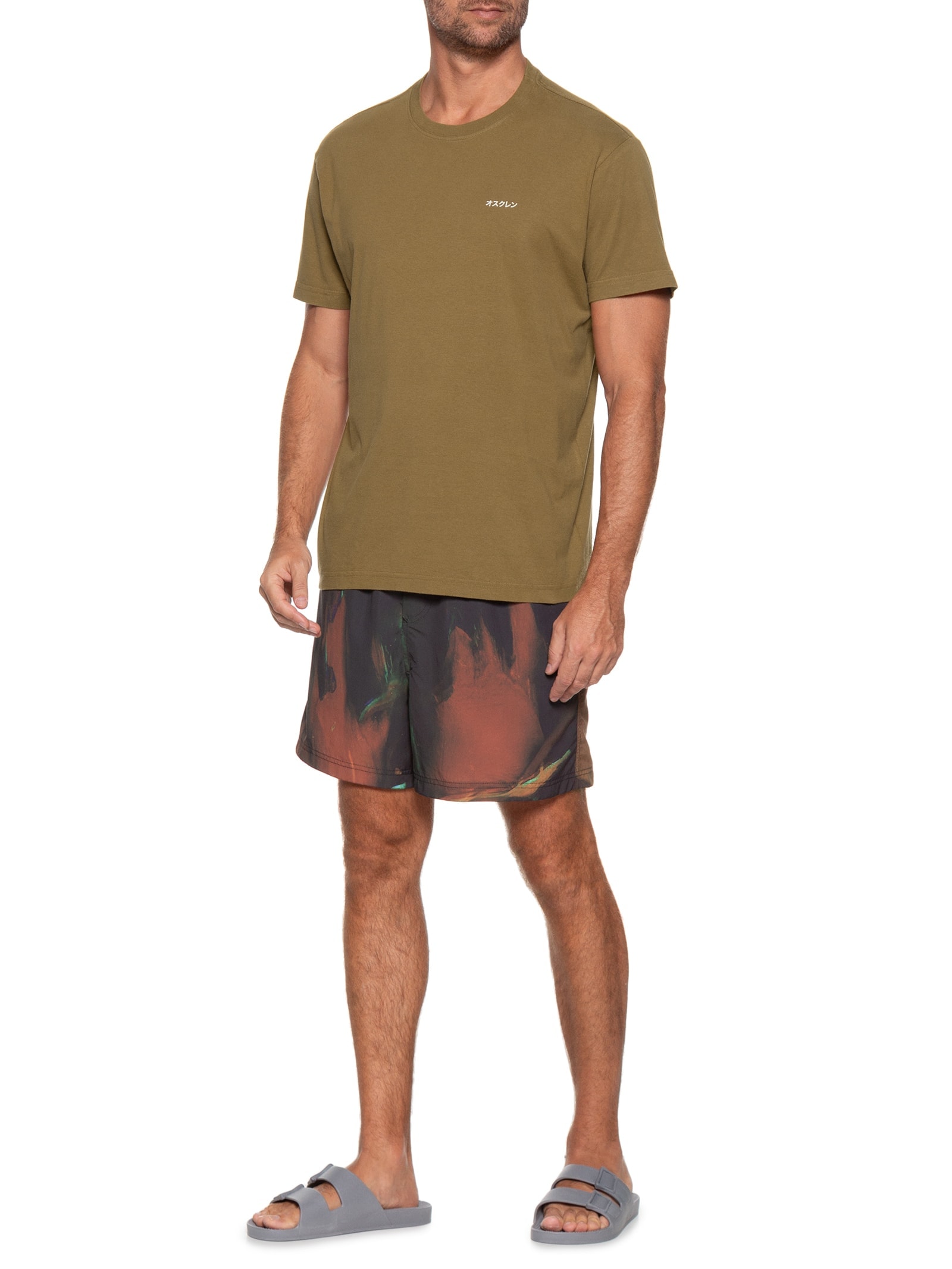 Camiseta Masculina Manga Curta Vintage Hybrid Concept Marrom Osklen