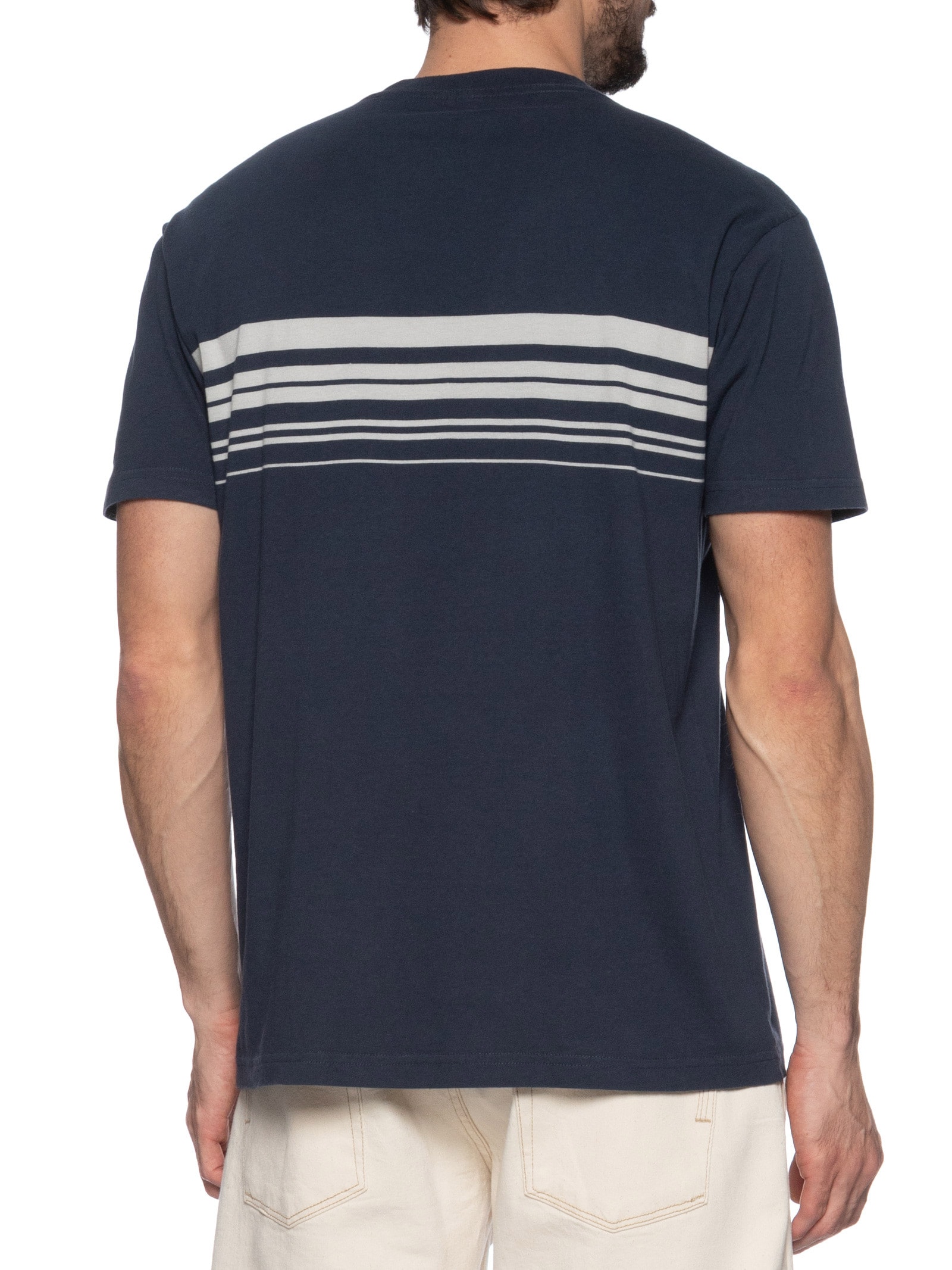 Camiseta Masculina Manga Curta Vintage Listrado Surfing Azul Osklen