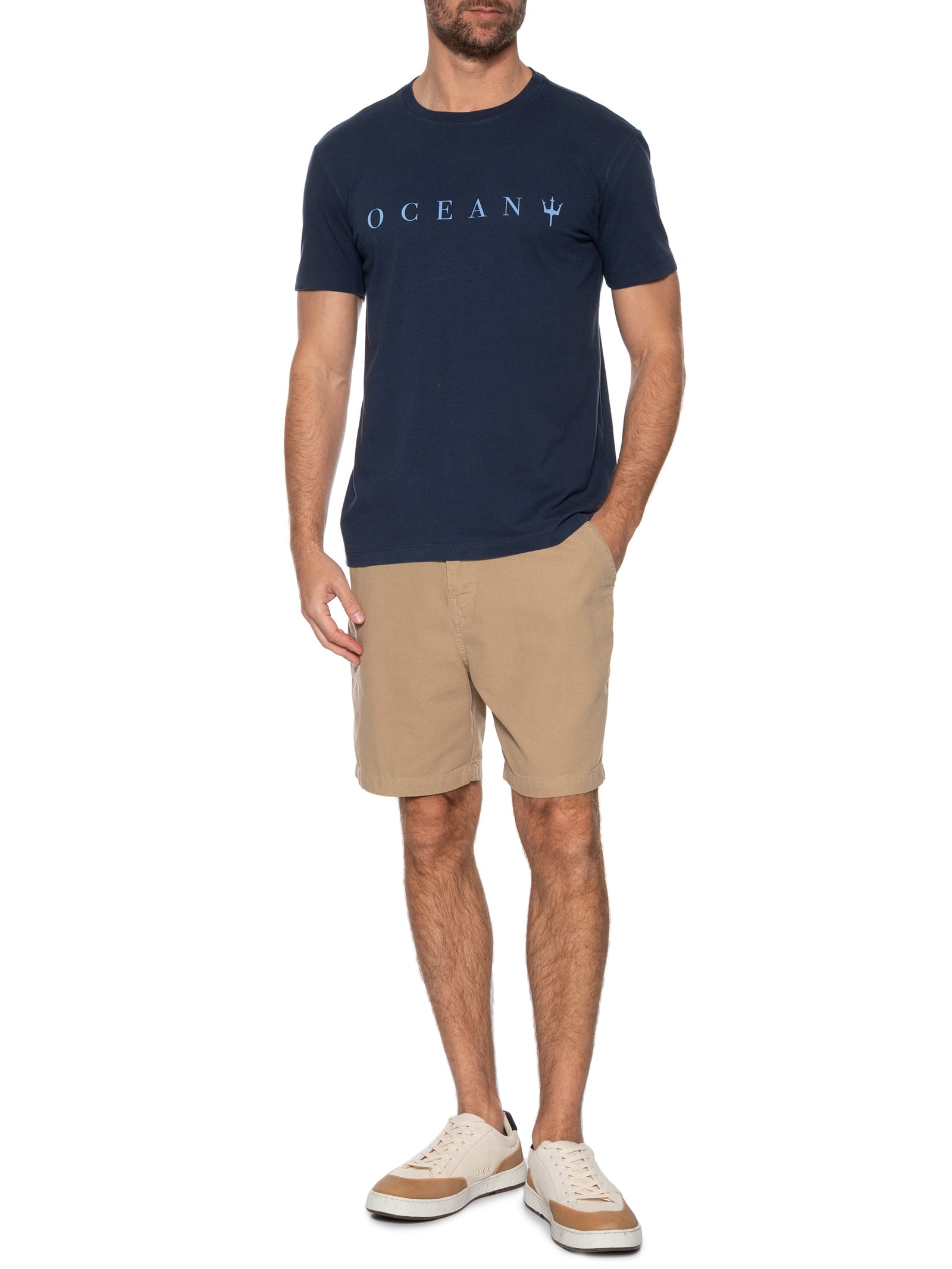 Camiseta Masculina Manga Curta Vintage Oceans Azul Osklen