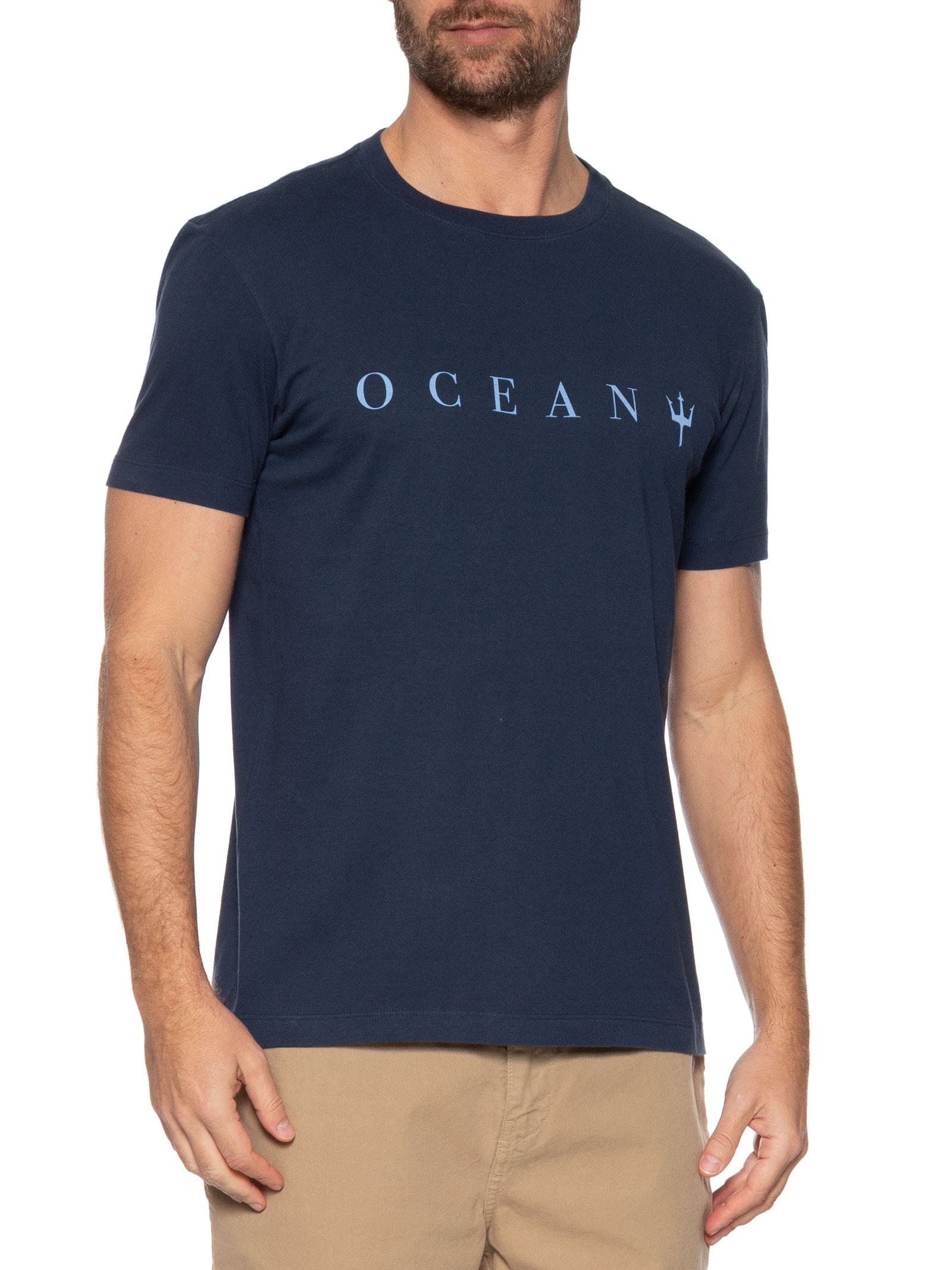 Camiseta Masculina Manga Curta Vintage Oceans Azul Osklen
