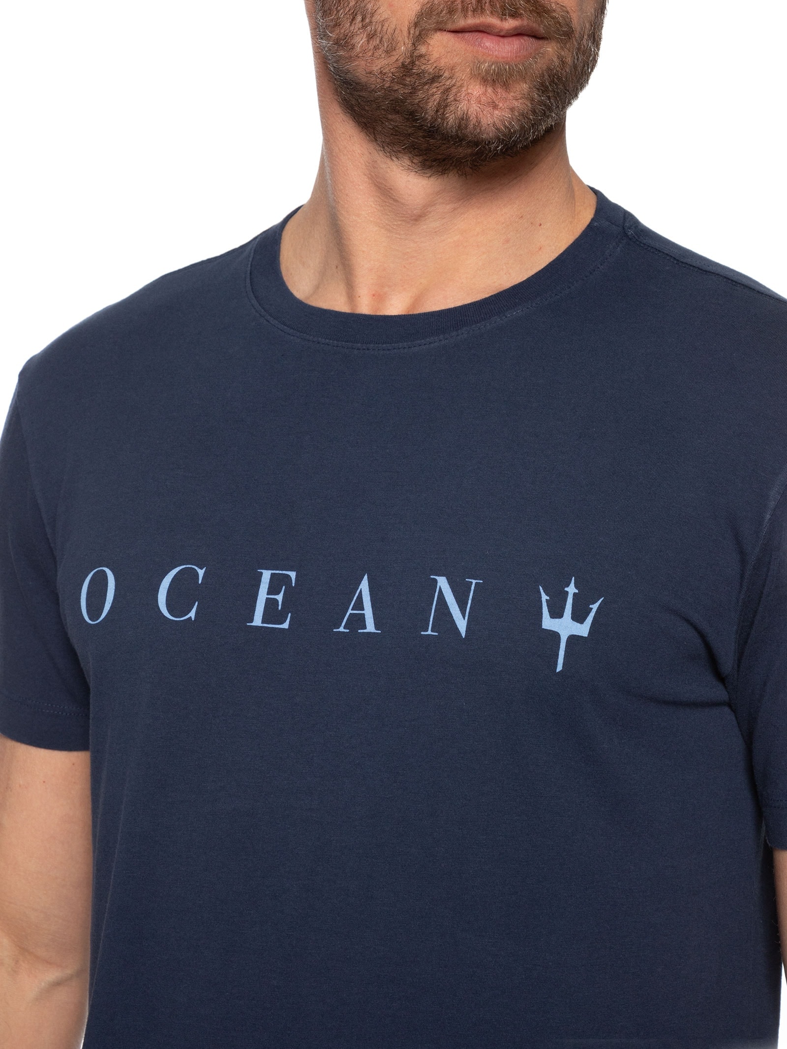 Camiseta Masculina Manga Curta Vintage Oceans Azul Osklen